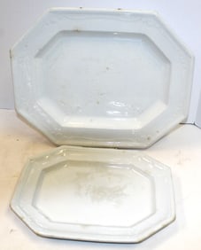 Lot of 2 antique ironstone platters - 12" x 10 1/2"