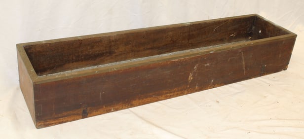 Antique lined wooden planter - 7" tall x 42 1/2" wide x 10" deep