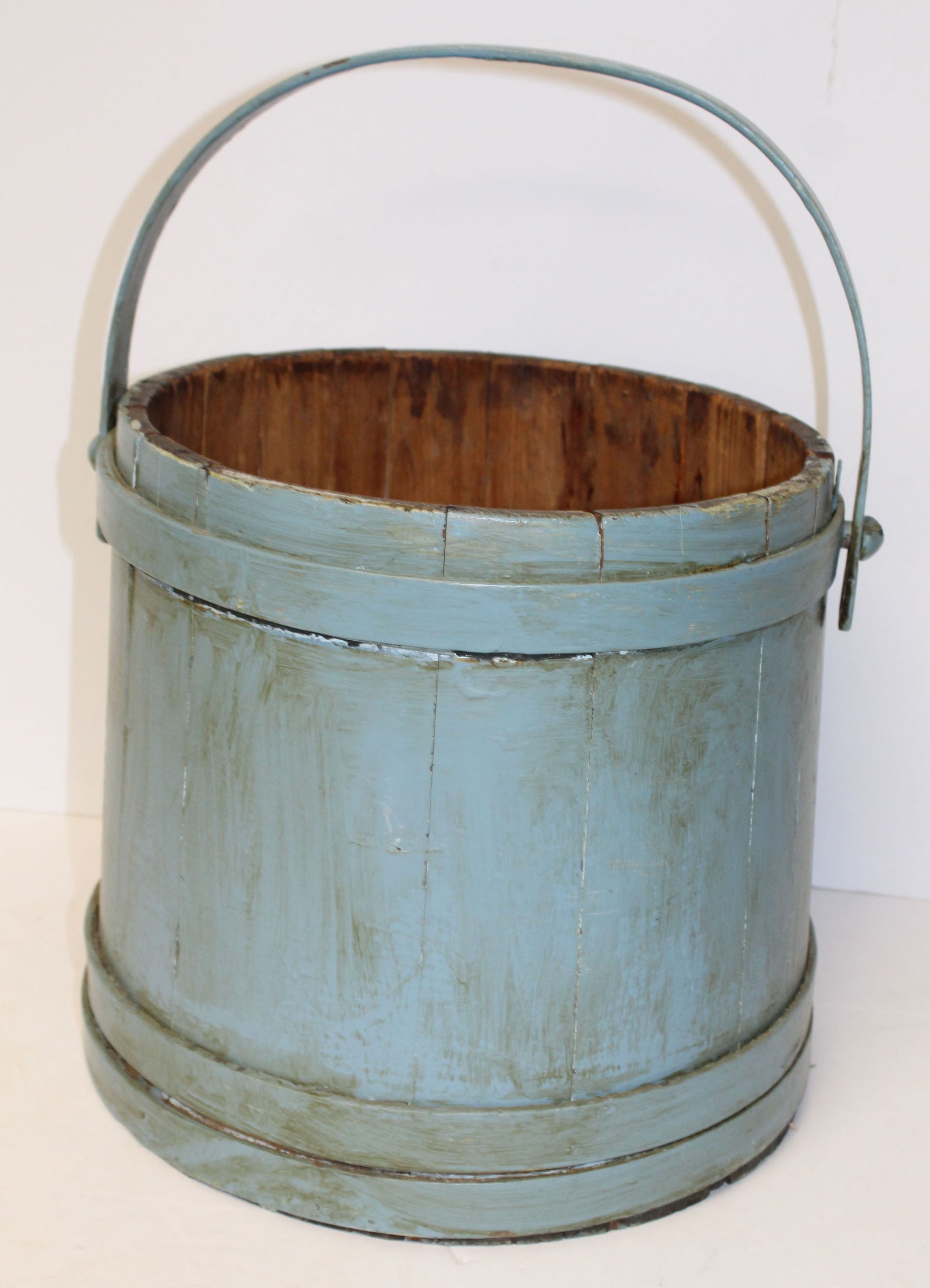 Antique firkin in blue paint (1 of 4)