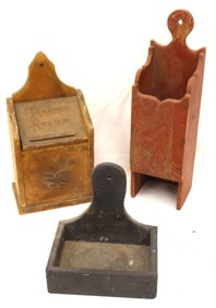 Lot of 3 vintage wall boxes - 7"x7"x5" smallest - 16"x4"x5" largest