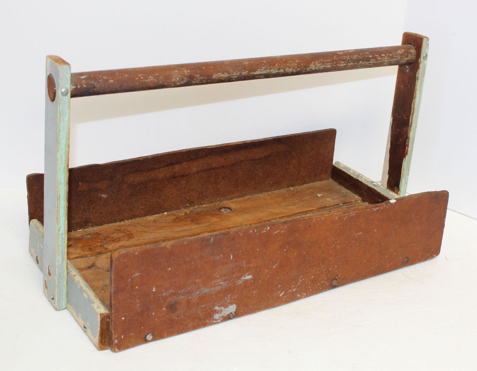 Antique wooden painted carrier - 10" tall x 18 1/2" x 9": Antique wooden painted carrier - 10" tall x 18 1/2" x 9"
