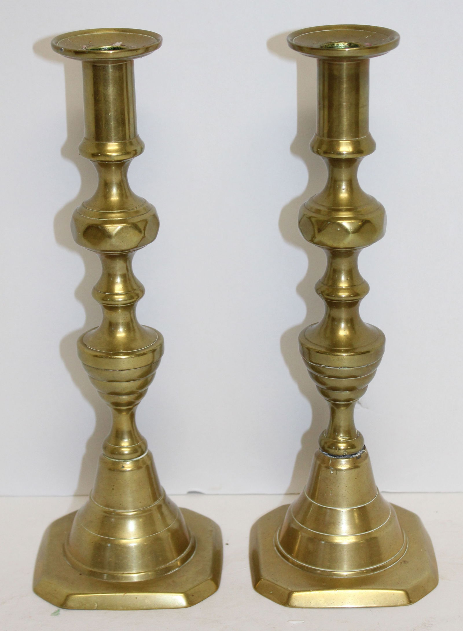 Pair of brass candlesticks - 10" tall (1 of 6)