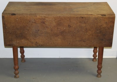 Antique country Sheraton drop leaf table - as found - 28" tall x 43" x 19" w 12" leaves