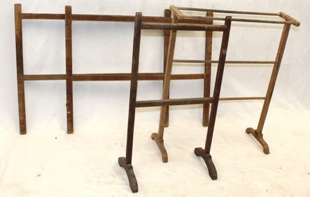 Lot of 4 antique herb/towel racks - 27"x35" (each piece of rack); shoe foot is 31"x17" & other is