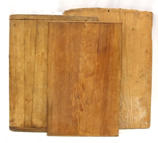 Lot of 3 antique wooden cutting/dough boards - 14 1/2" x 23 1/2" - 18 1/2"x25"