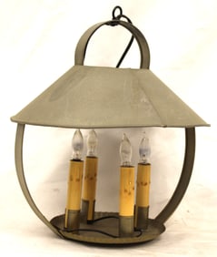 Antique style electried tin candle chandelier