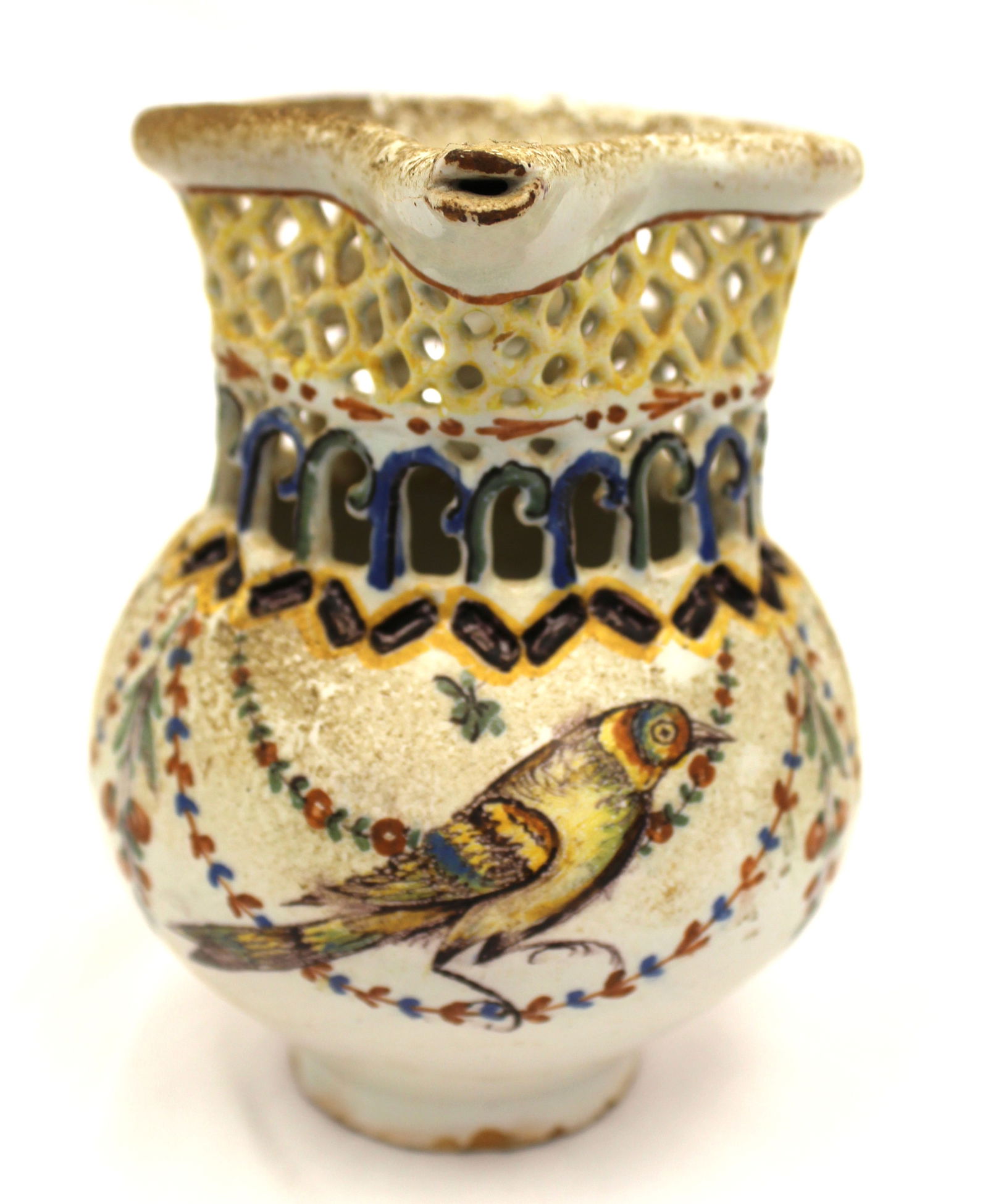 Antique Faience Puzzleware jug - 5 1/2" tall (1 of 7)