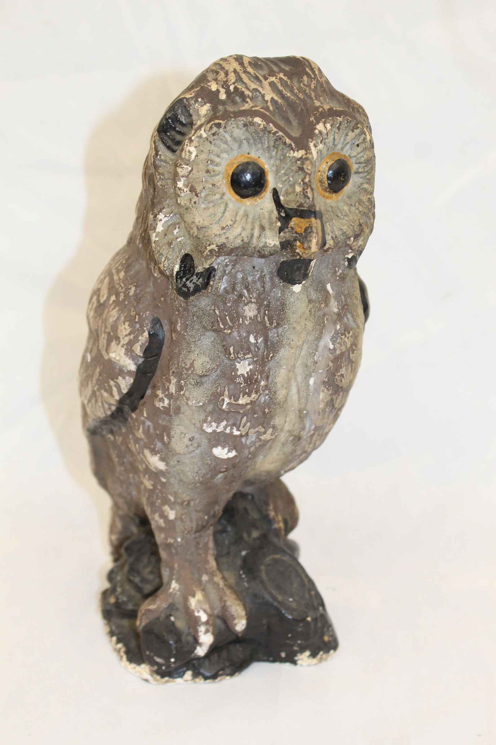 Antique chalkware owl - 10" tall: Antique chalkware owl - 10" tall