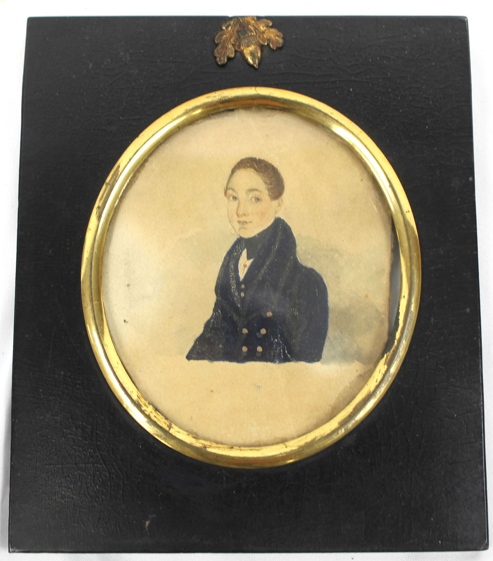 Antique watercolor portrait of a gentleman - overall framed size 6 3/4"x5 1/2" (1 of 5)