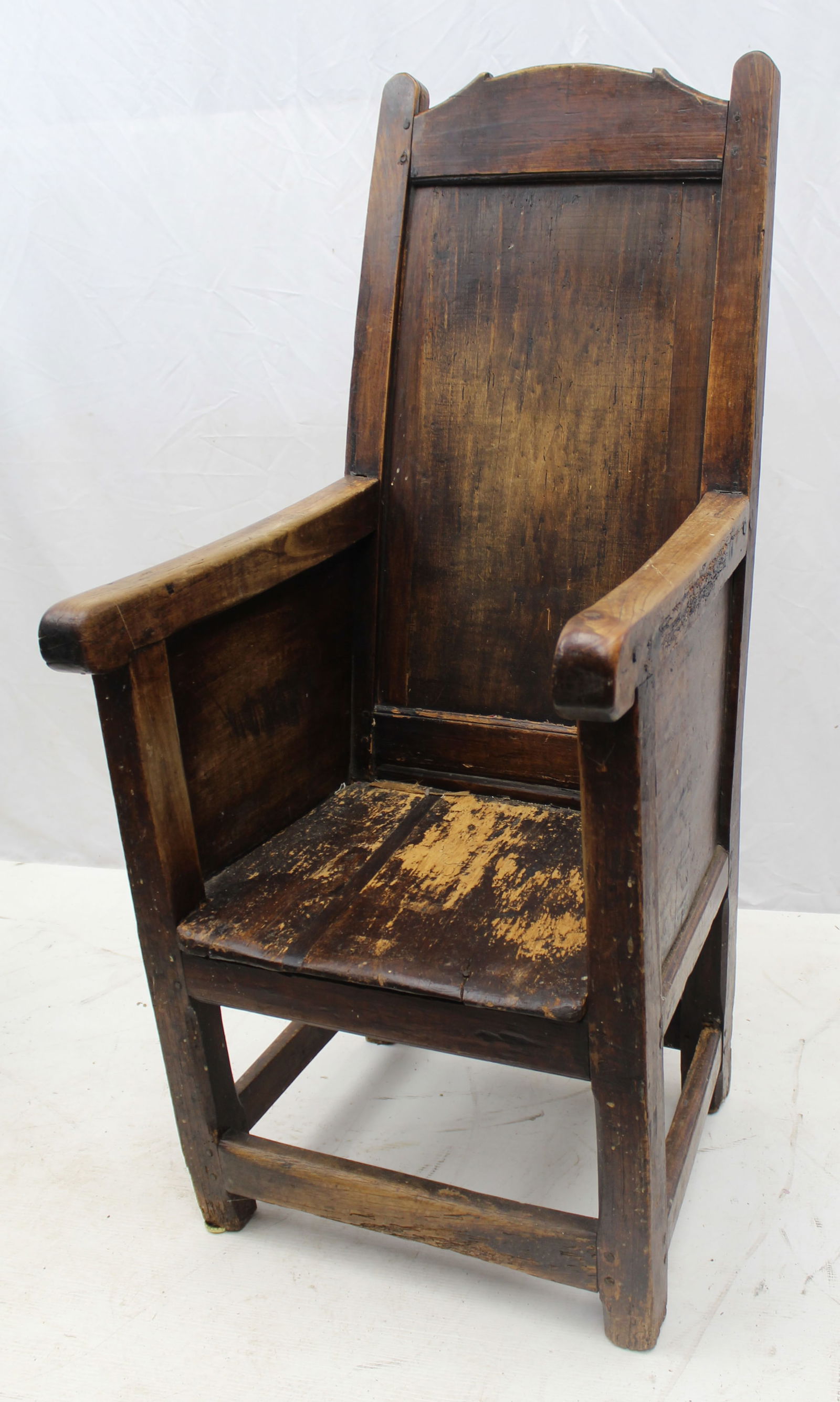 late 17thC/early 18thC Wainscot chair - as found - 47" tall x 21 wide x 23 1/2" deep - 15" seat: late 17thC/early 18thC Wainscot chair - as found - 47" tall x 21 wide x 23 1/2" deep - 15" seat height