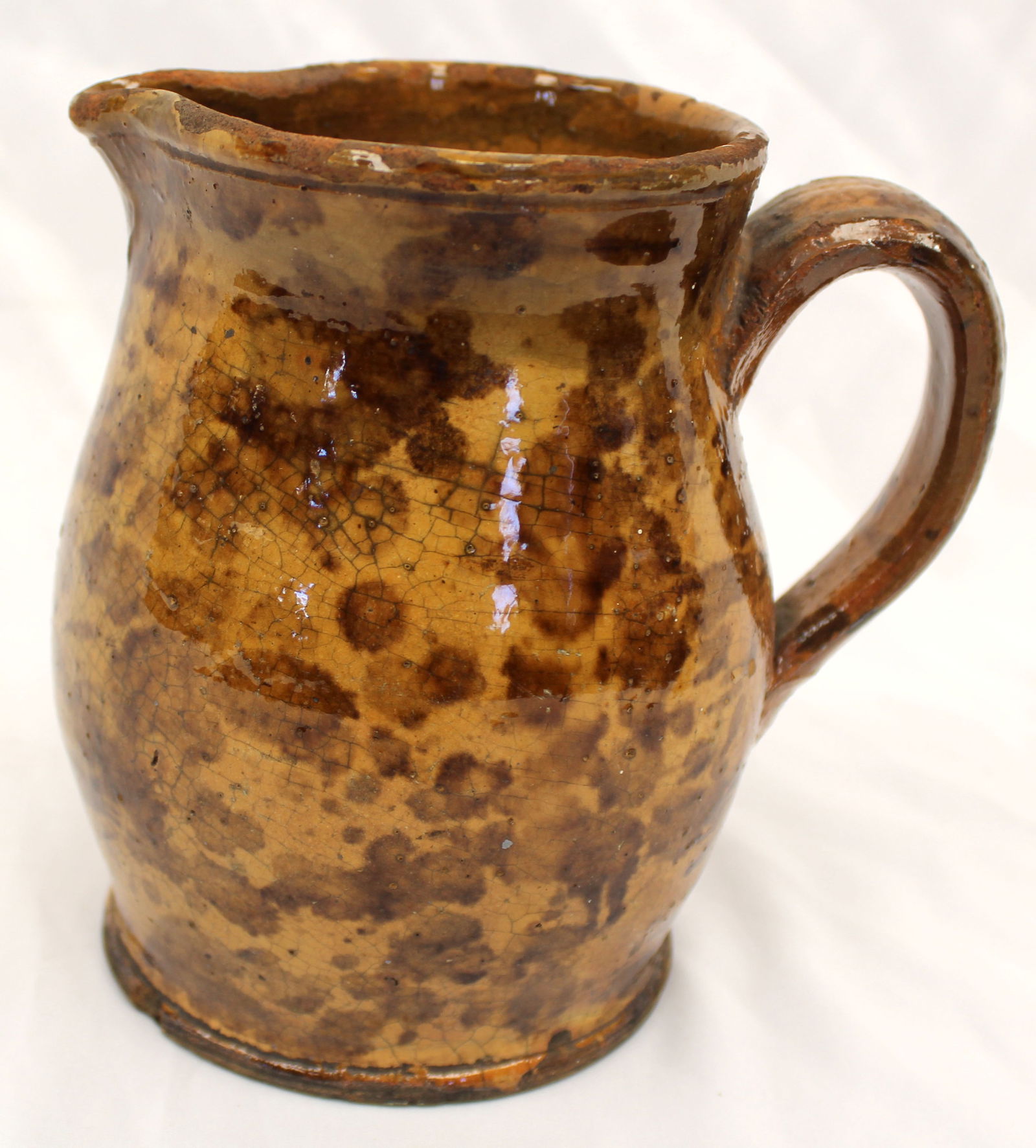 Antique redware pitcher - 6" tall (1 of 5)