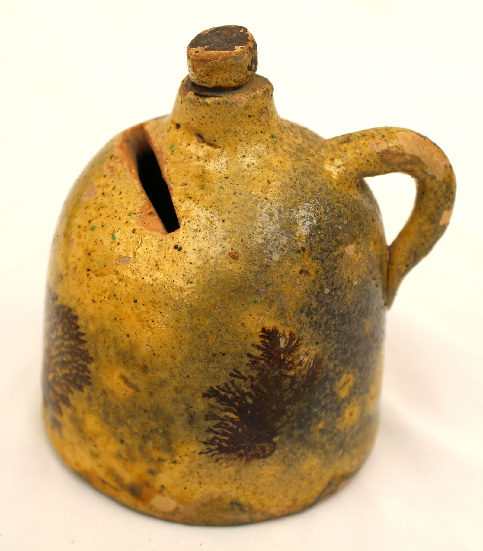 Antique redware jug form bank - 4" tall (1 of 4)