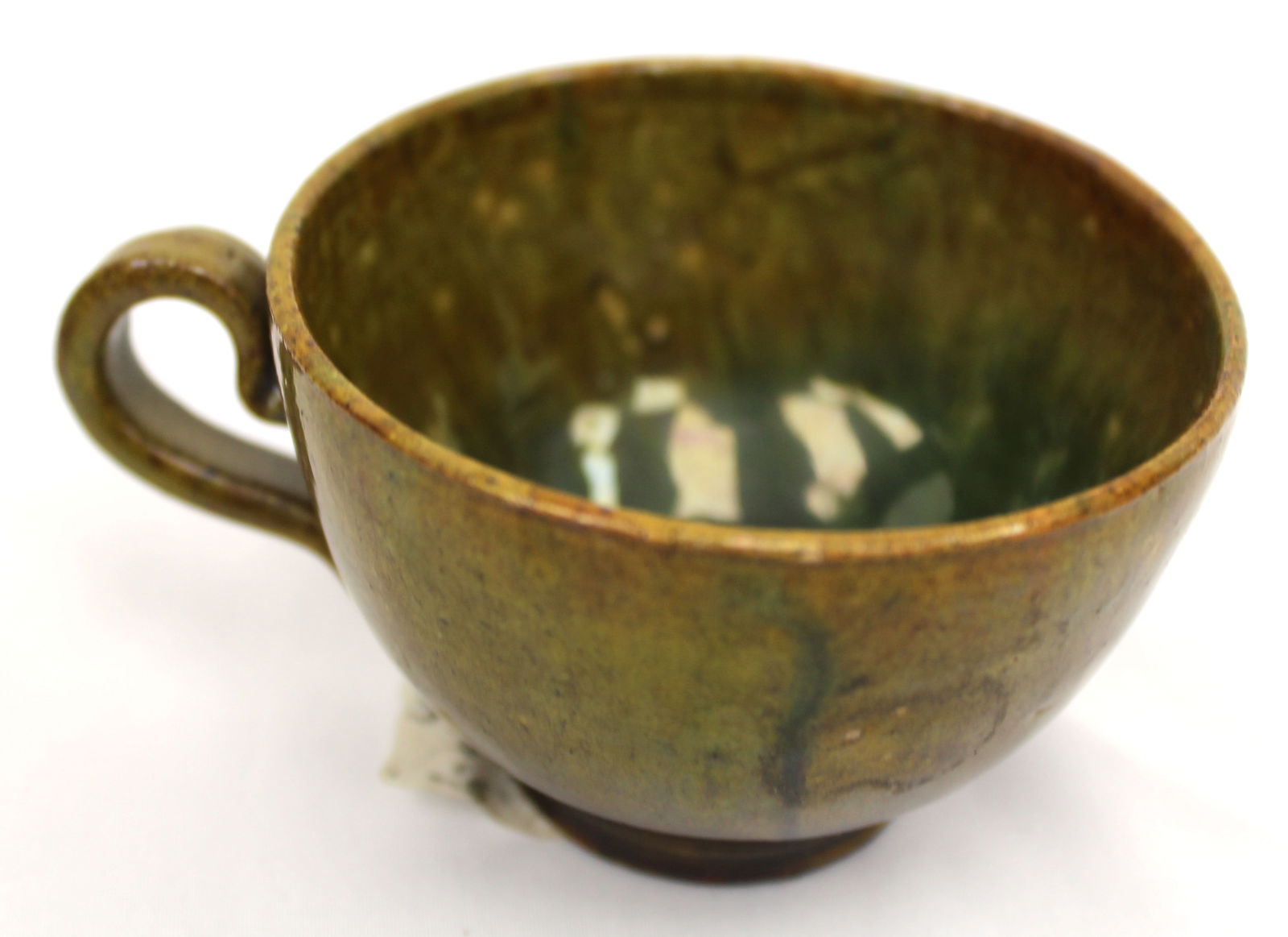 Antique redware tea cup - 2" tall x 2 3/4" diam (1 of 5)