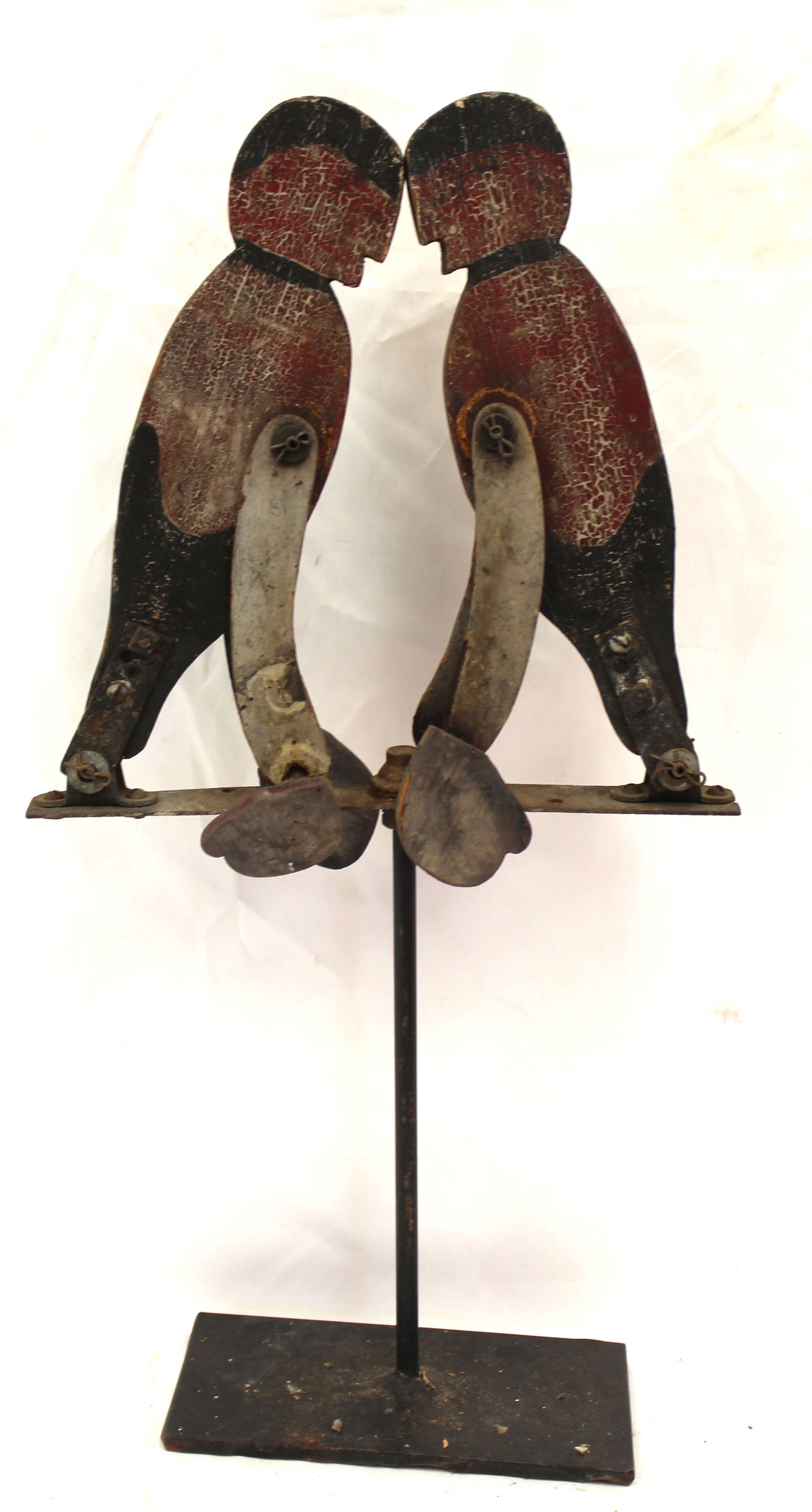 Folk Art wooden carved & painted Boxers whimsey - 20" tall x 11" wide: Folk Art wooden carved & painted Boxers whimsey - 20" tall x 11" wide