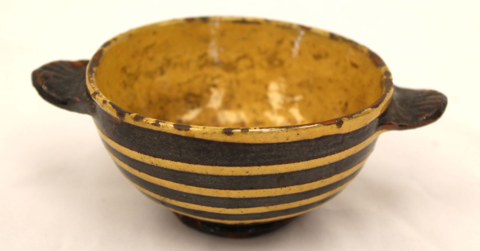 Antique redware combware porringer/bowl - 2 1/2" tall x 5" wide (1 of 6)