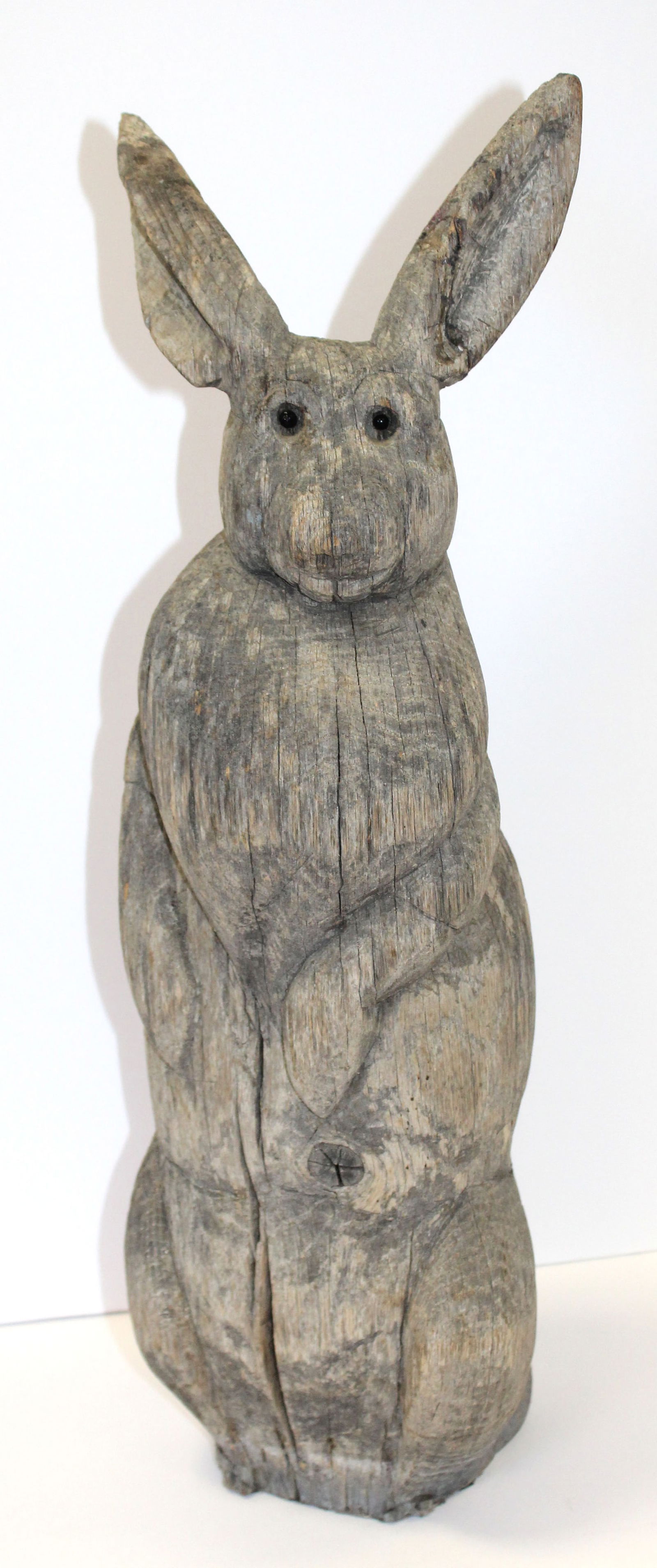 Large Folk Art carved wooden rabbit - repairs to ears - 23" tall (1 of 8)