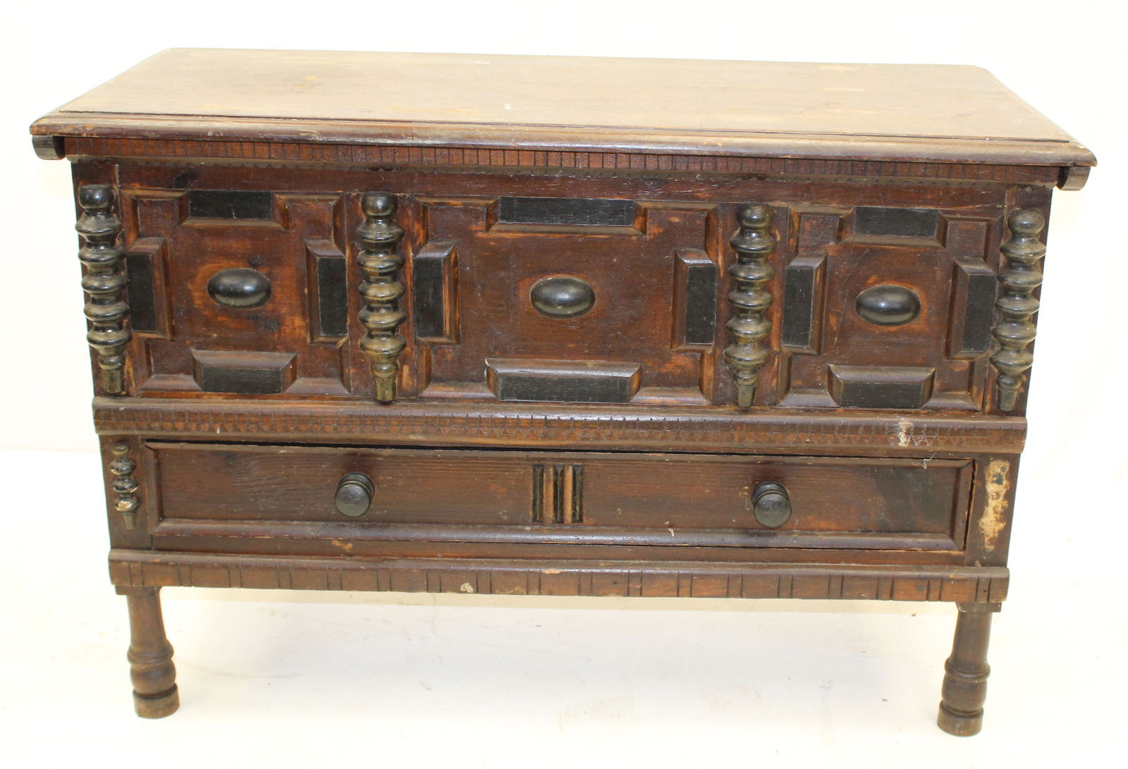 Antique style carved blanket chest - as found - 26" tall x 38 1/2"x17" (1 of 7)