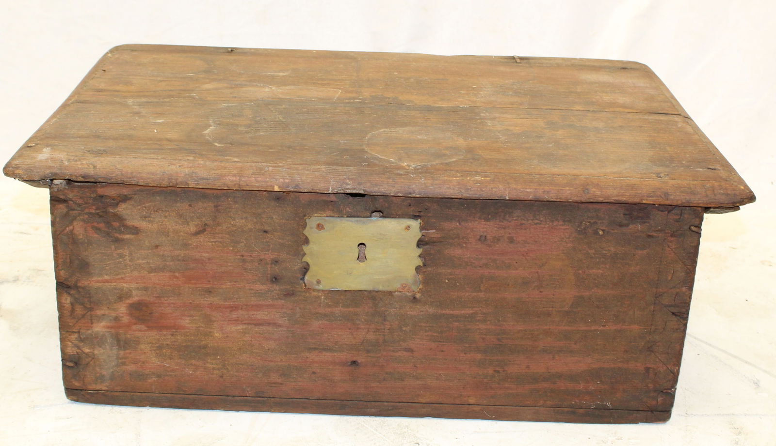 late 17th/early 18thC bible box in orig paint, chip carved & incised decoration - replaced (1 of 11)