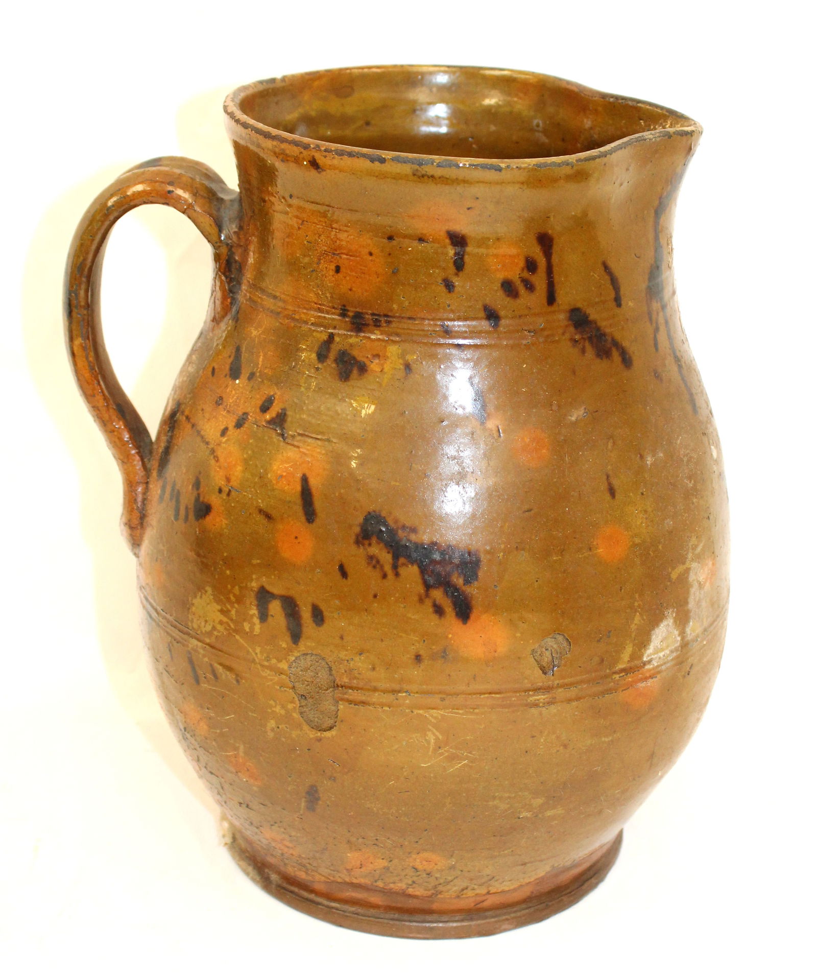 Antique redware pitcher - 11" tall (1 of 6)