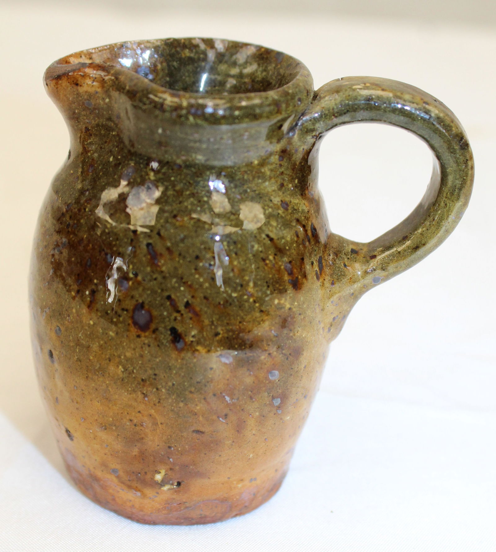 Antique redware small creamer/pitcher - 2 3/4" tall (1 of 6)