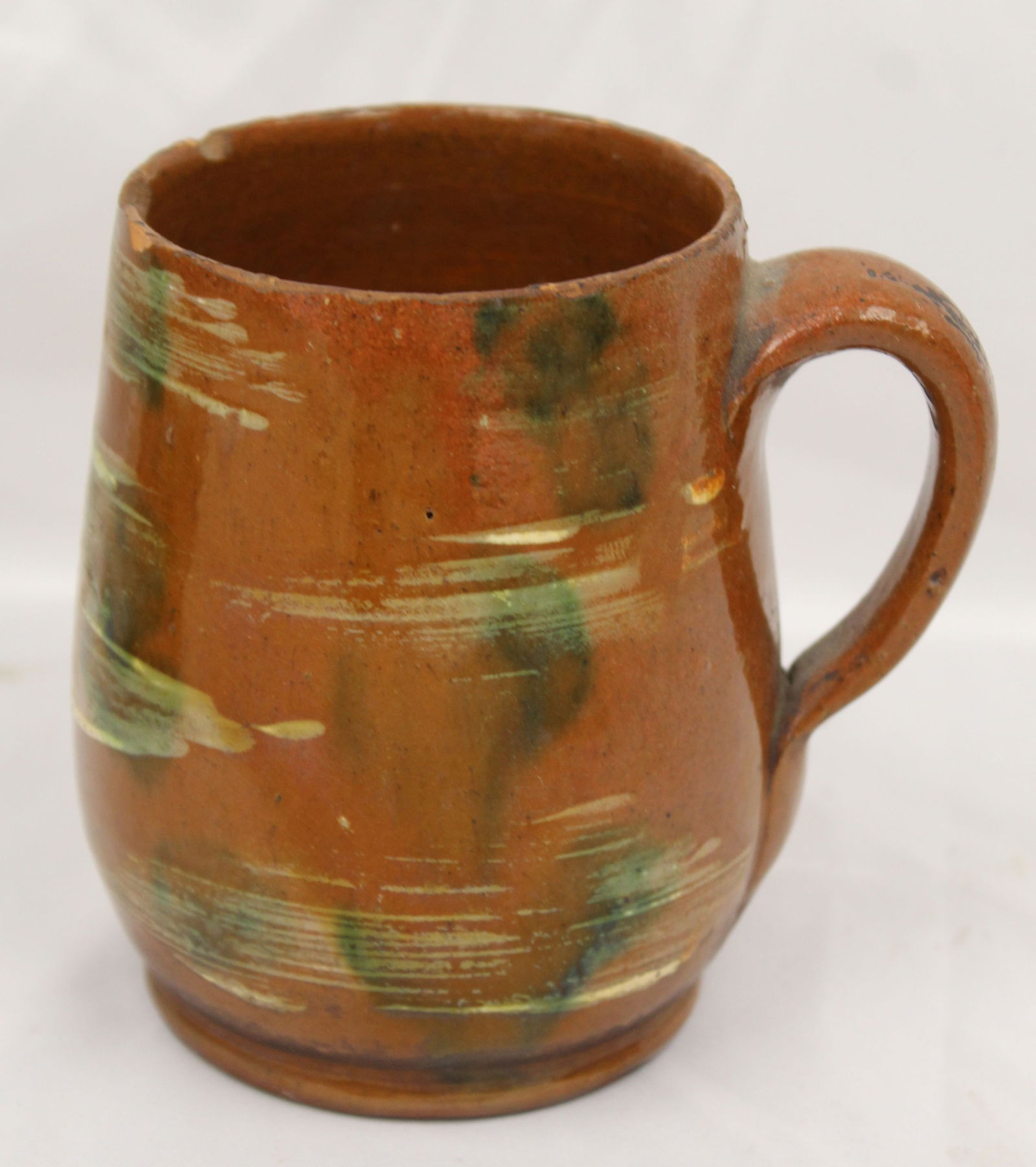 Antique redware mug - 4" tall: Antique redware mug - 4" tall
