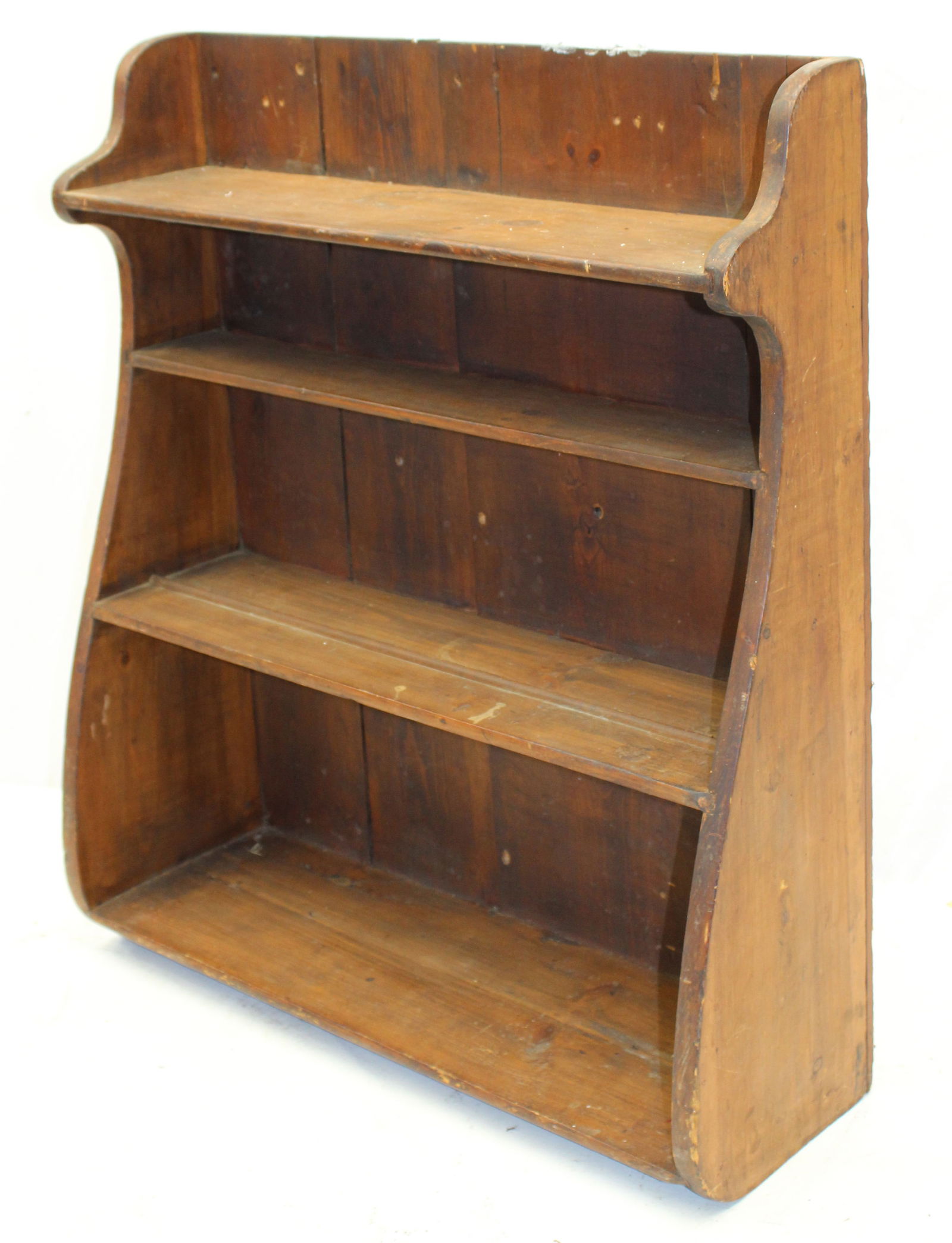 19thC whale tail end wall shelf - 32 1/2" tall x 28 1/2" x 10" (1 of 5)