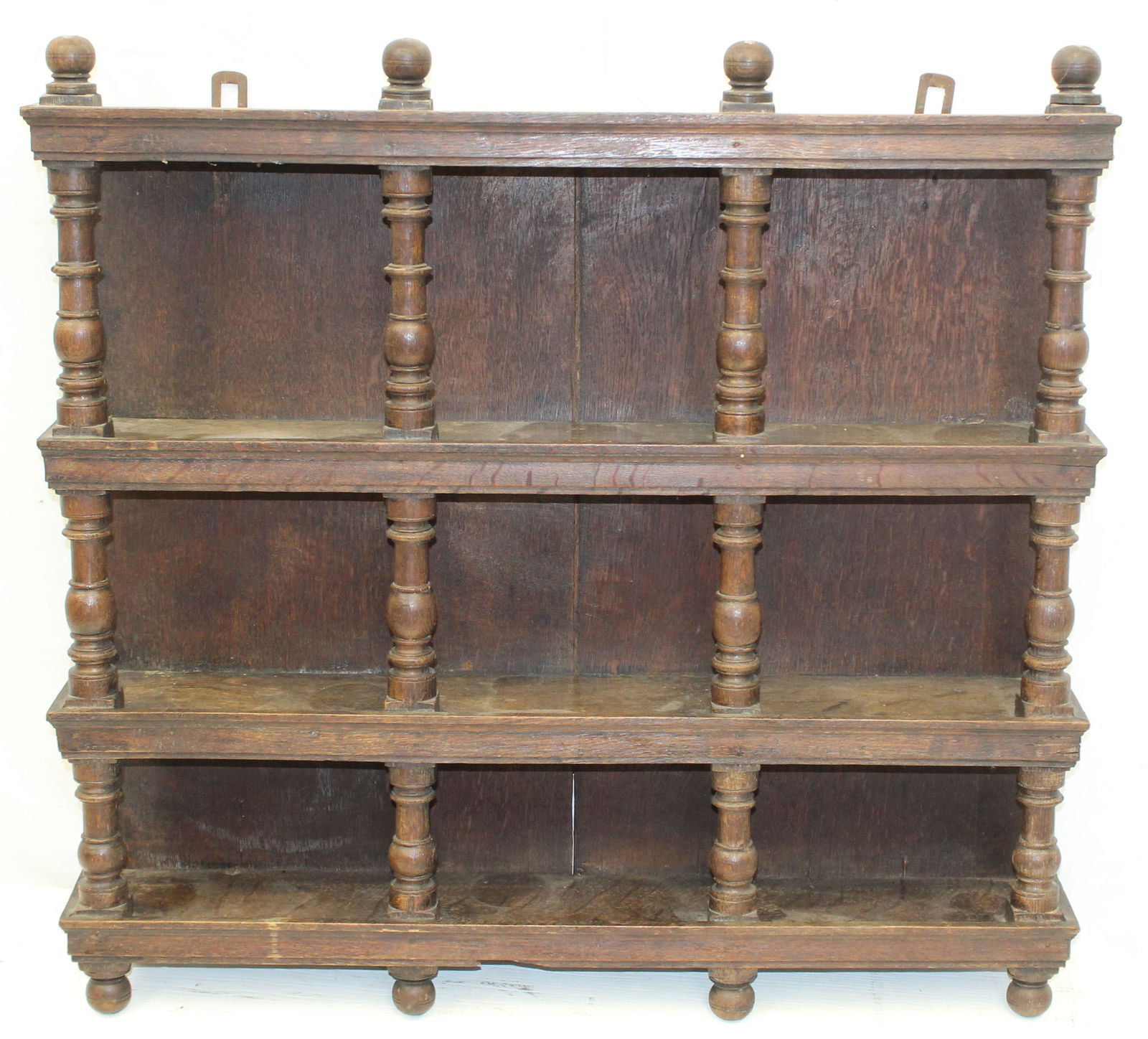 18thC oak wall shelf - 28" tall x 29" wide x 5" (1 of 6)