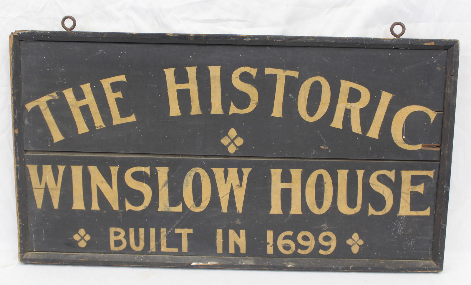 Antique carved wood & painted double sided sign "The Historic Winslow House Built in 1699" - 20 (1 of 6)
