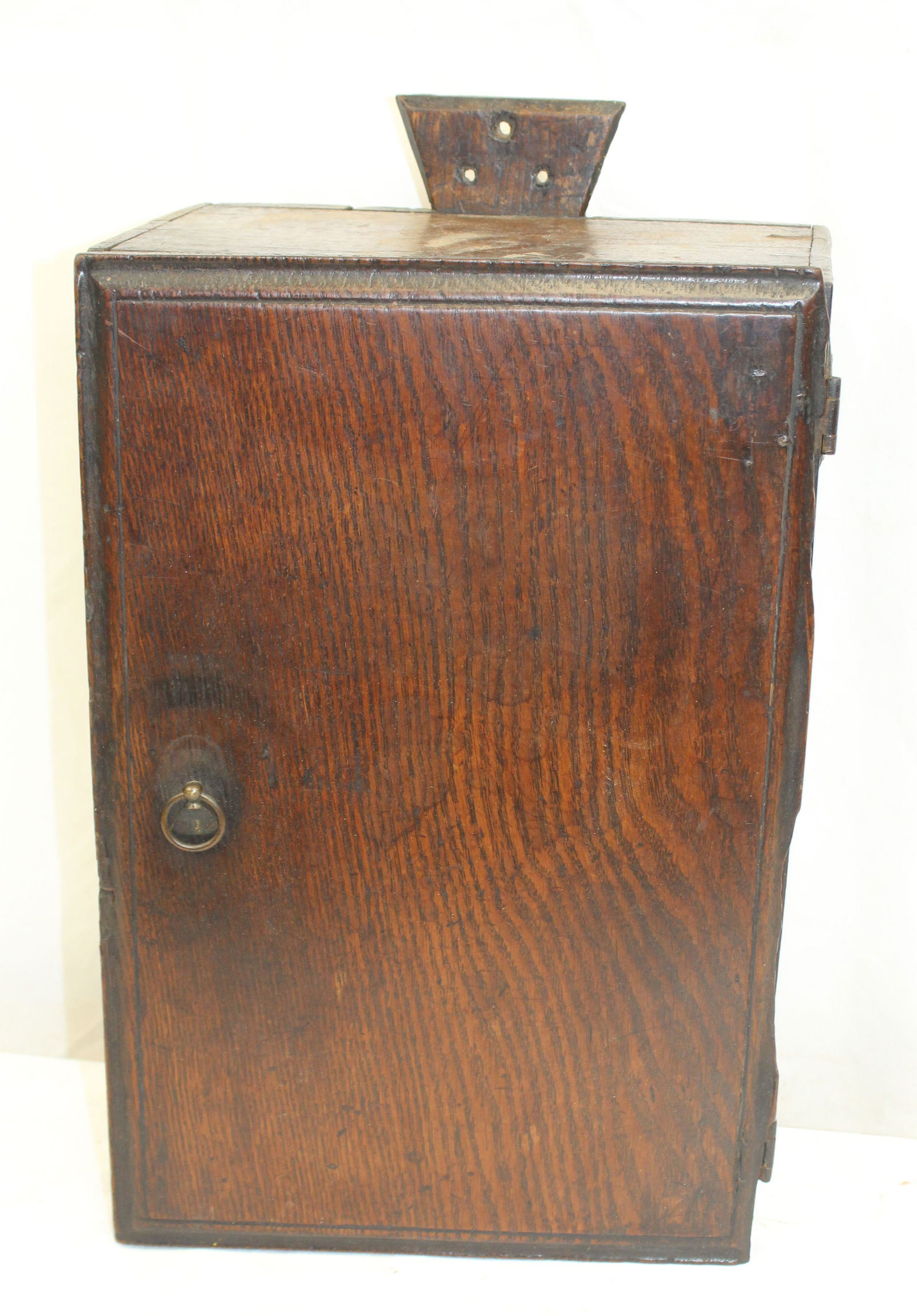 18thC oak wall hanging spice chest - 21" tall x 11"x6": 18thC oak wall hanging spice chest - 21" tall x 11"x6"