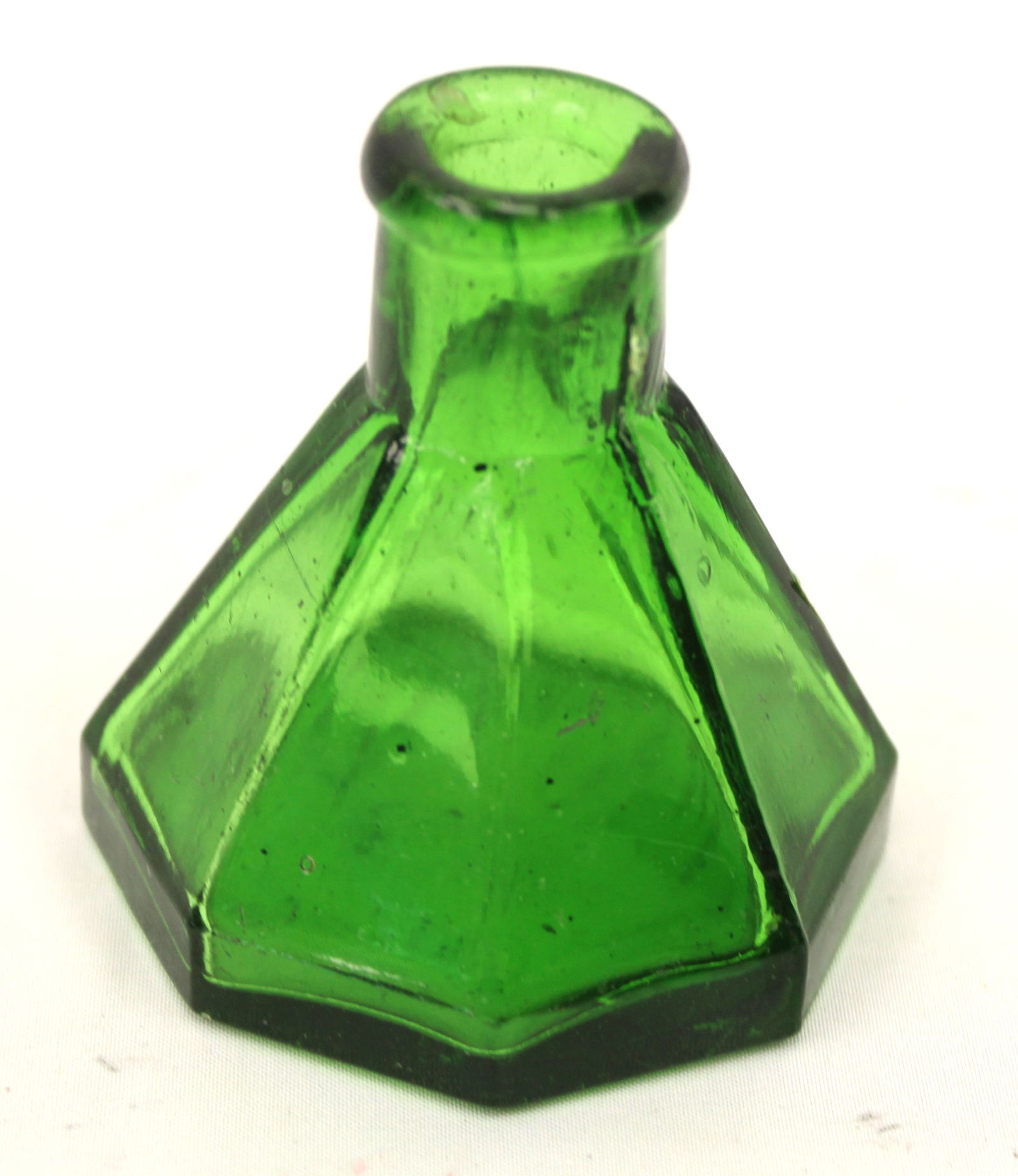 Early green glass umbrella ink - 2 3/4" tall: Early green glass umbrella ink - 2 3/4" tall