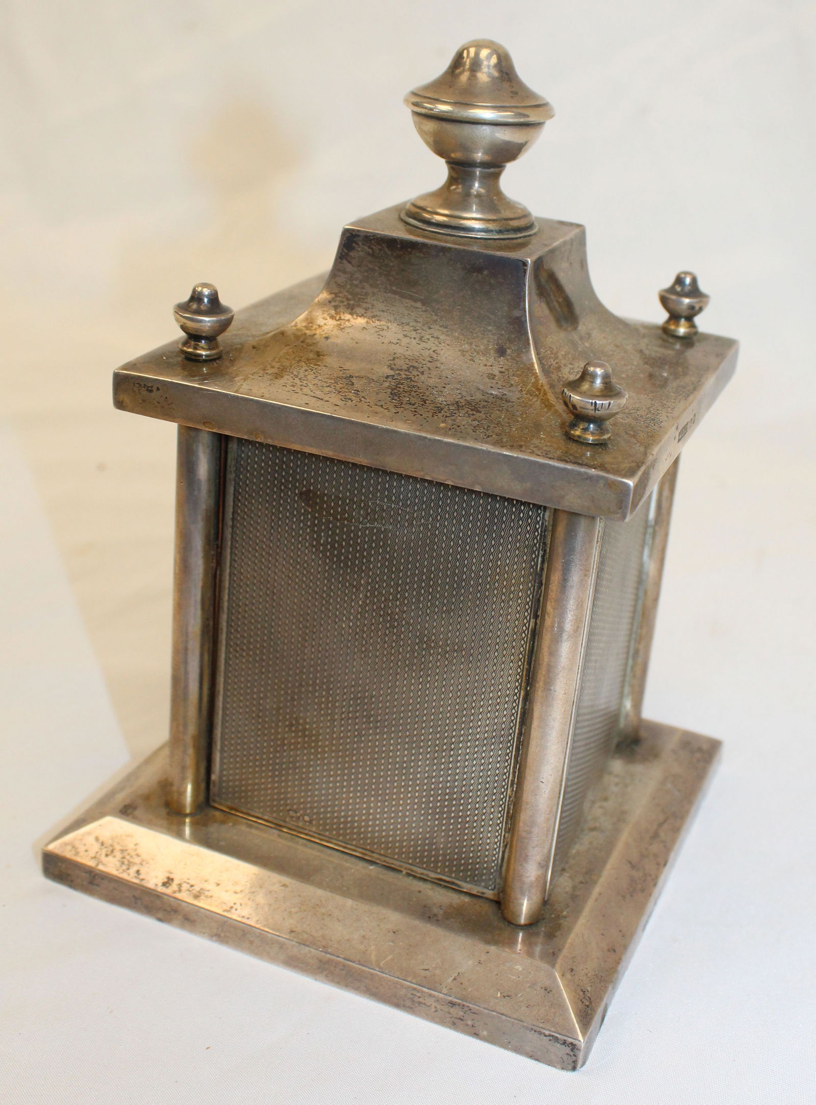 Asprey & Co vintage English silver table top cigarette box holder - 7" tall x 4 3/4" square (1 of 8)