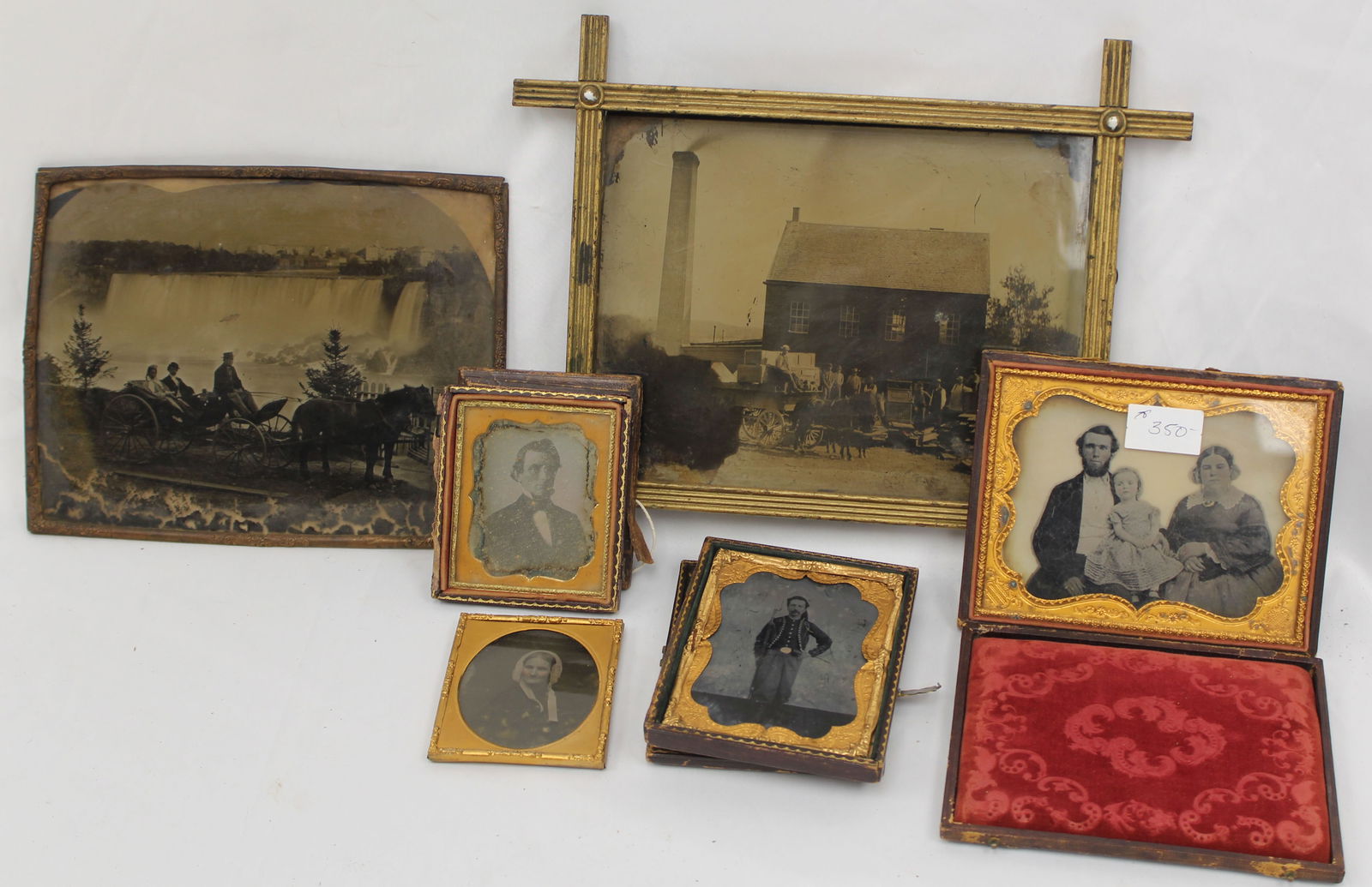 Early photograph lot incl daguerreotype, ambrotype & tin type - 3'x3 1/2" smallest - 9 1/2"x11 1/2" (1 of 8)