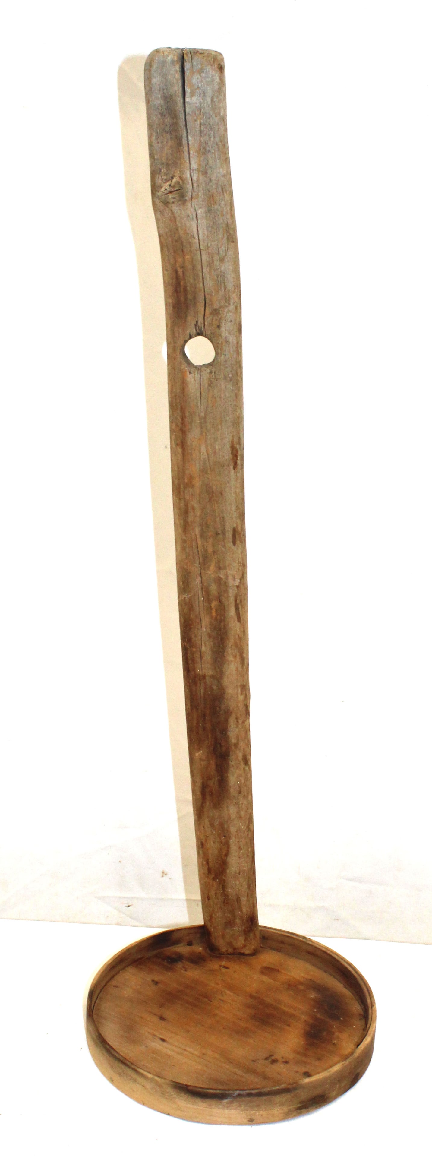 Antique wooden make do lighting holder - 22" tall x 6 1/2" diam: Antique wooden make do lighting holder - 22" tall x 6 1/2" diam