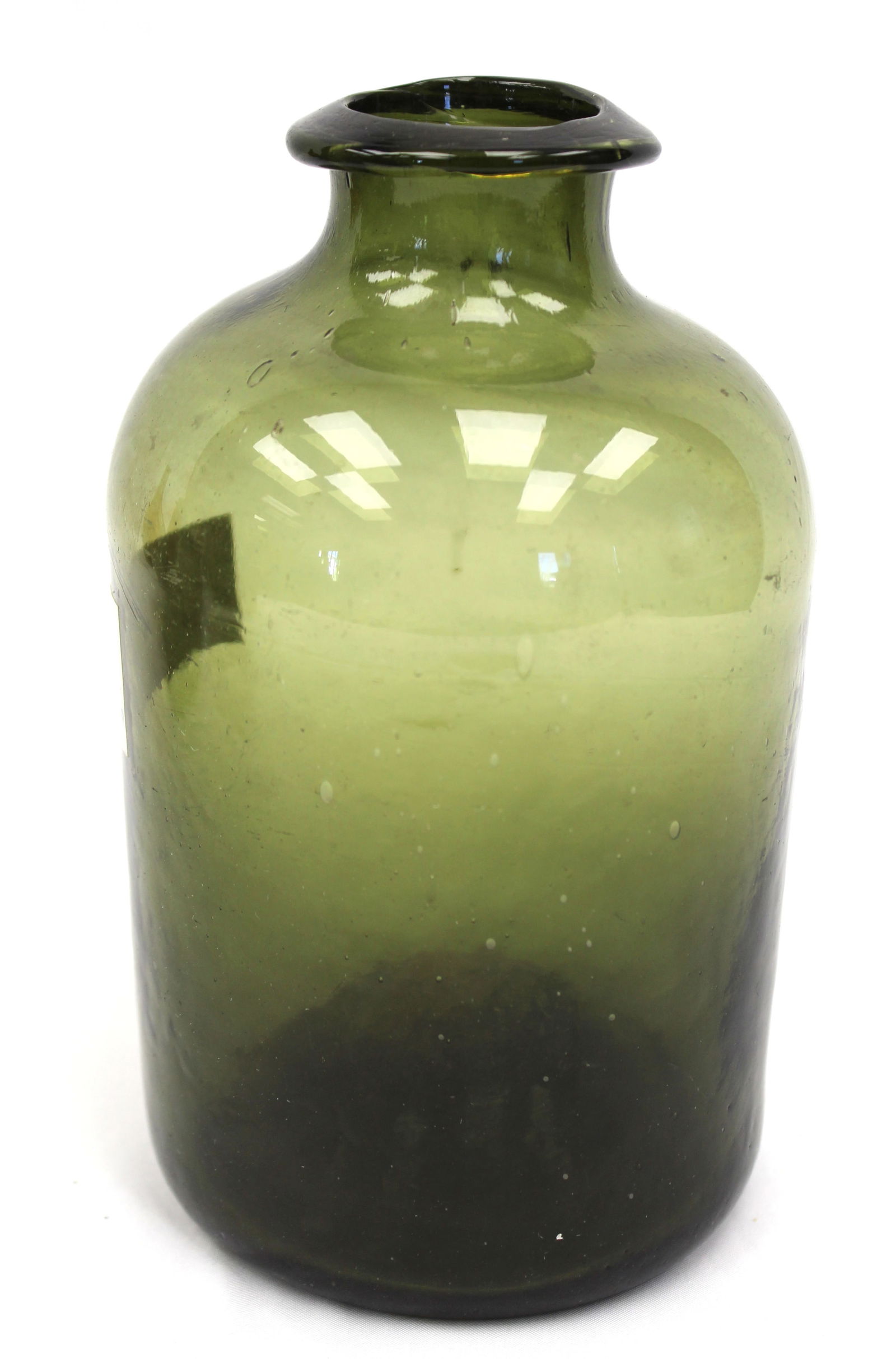 Early green glass large jar - 8" (1 of 6)