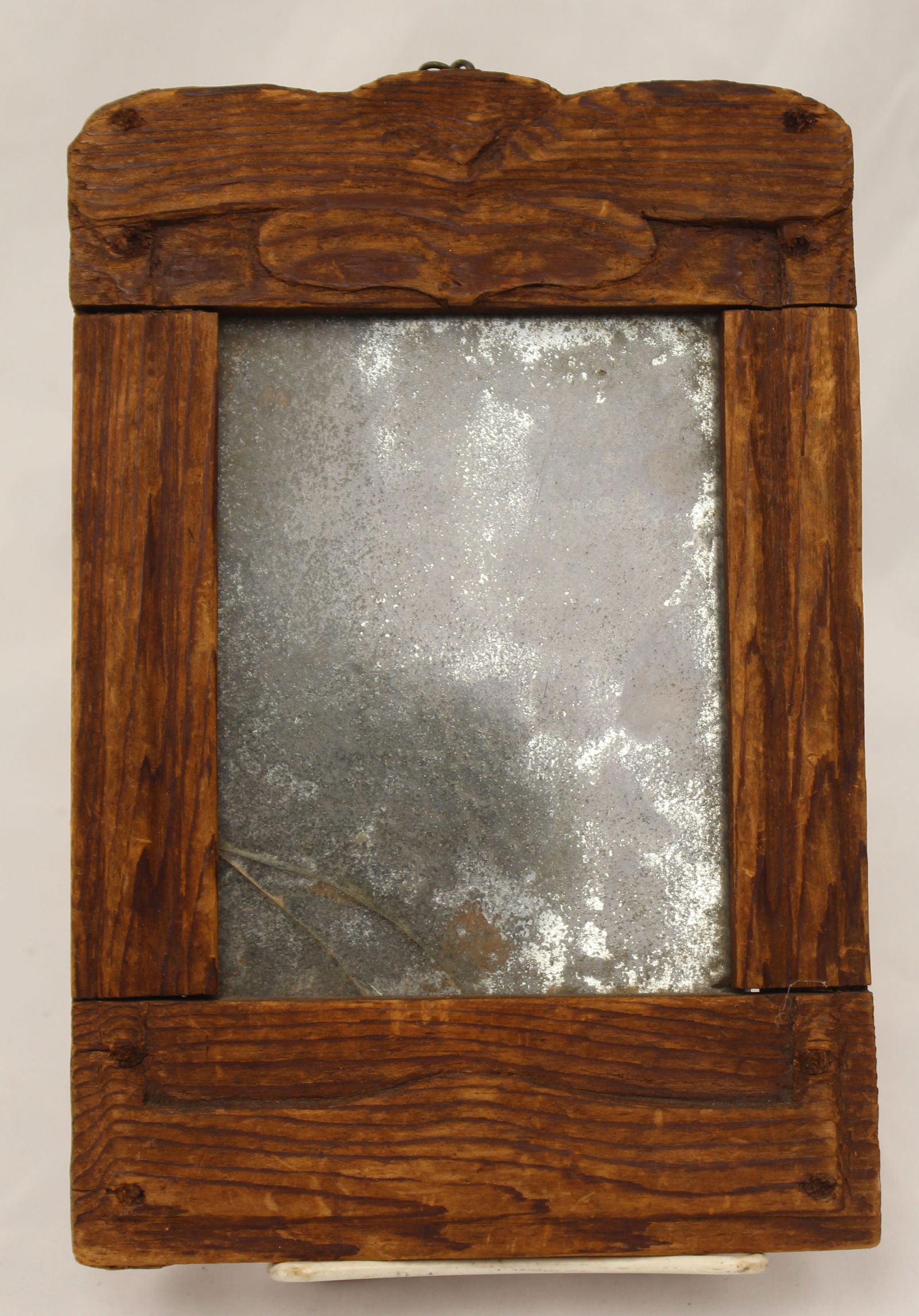 Early wooden framed small mirror - 9"x6": Early wooden framed small mirror - 9"x6"