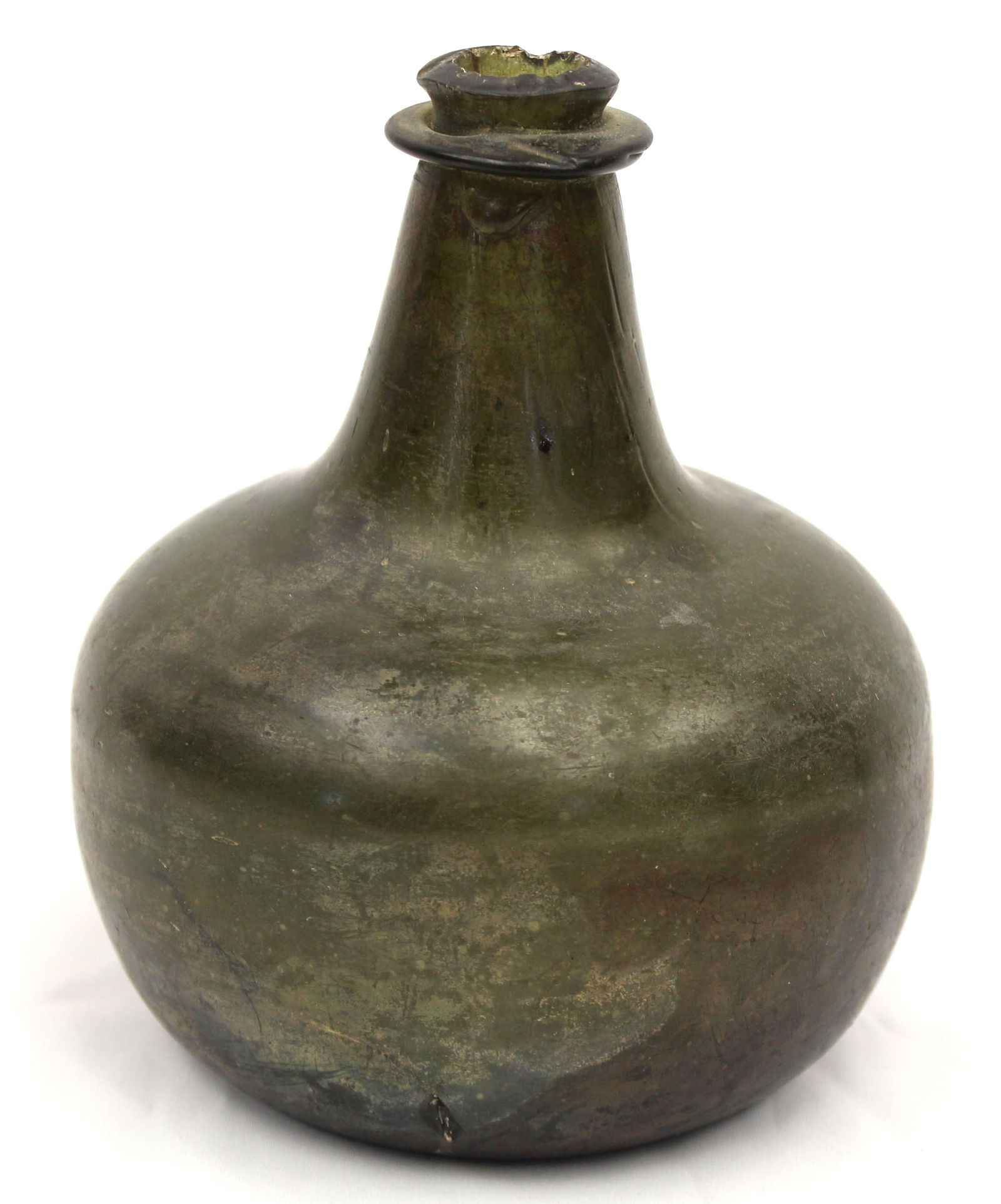 Early olive green glass bottle - 6 3/4" tall (1 of 7)