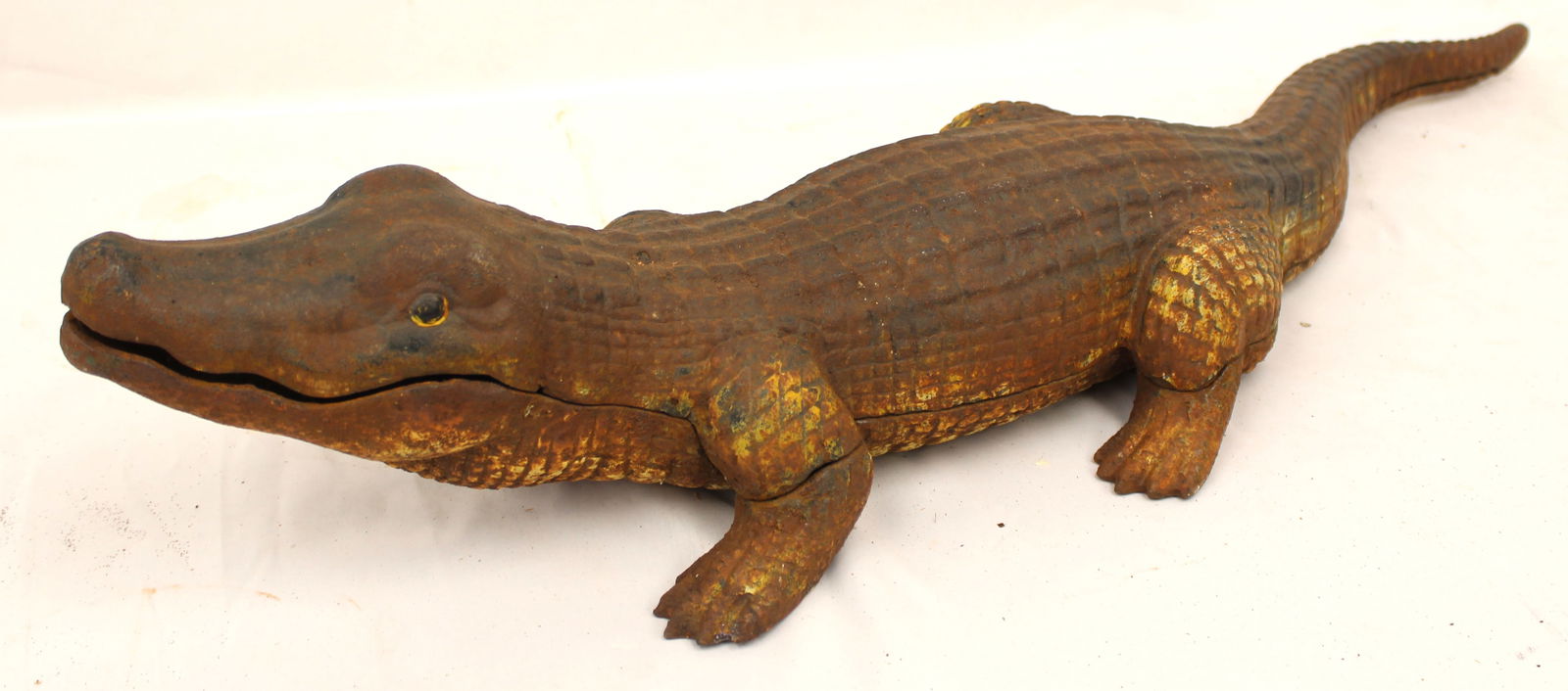 Cast iron figural alligator form box - 5" tall x 30"x19": Cast iron figural alligator form box - 5" tall x 30"x19"