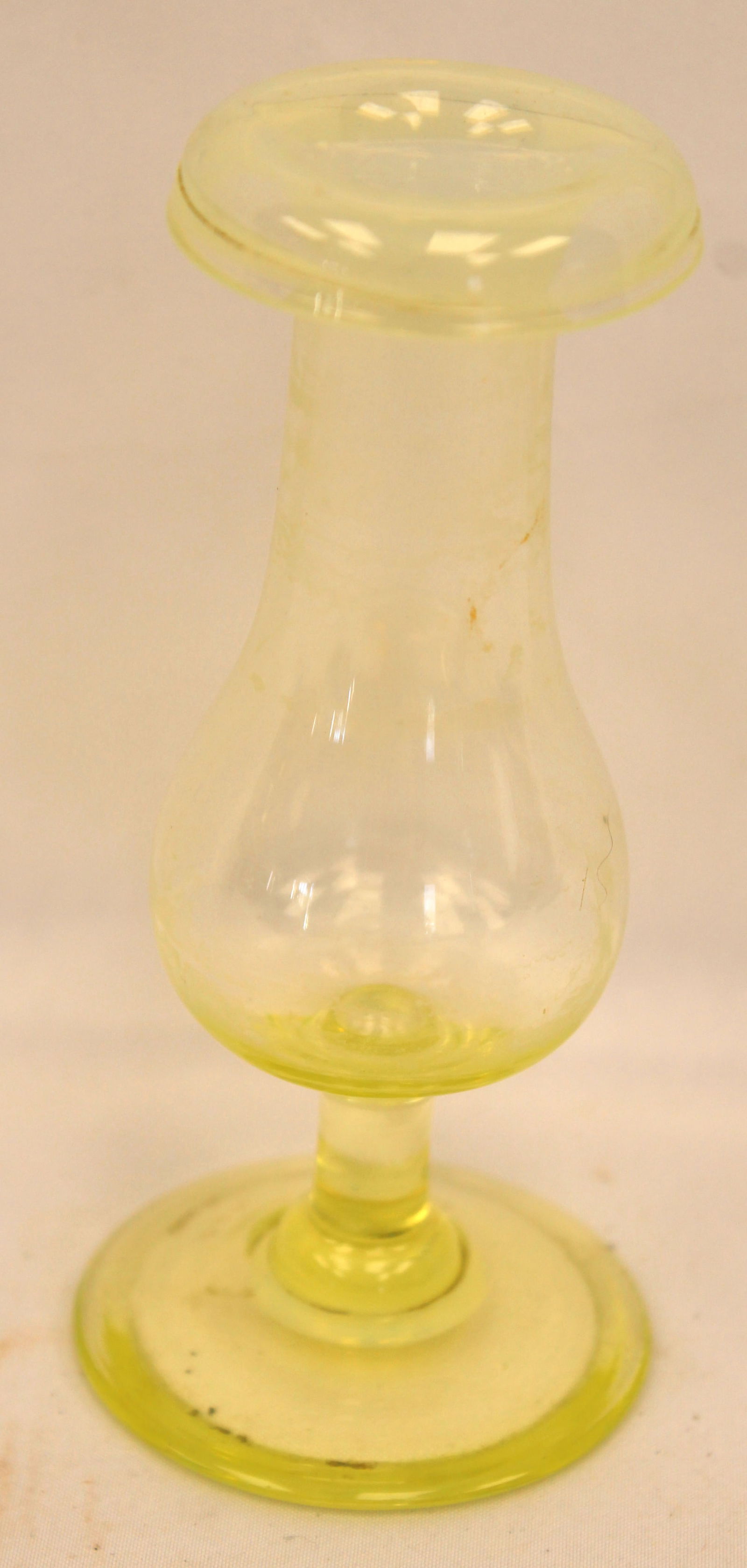 Early small vaseline glass vase - 4 1/2" tall (1 of 5)