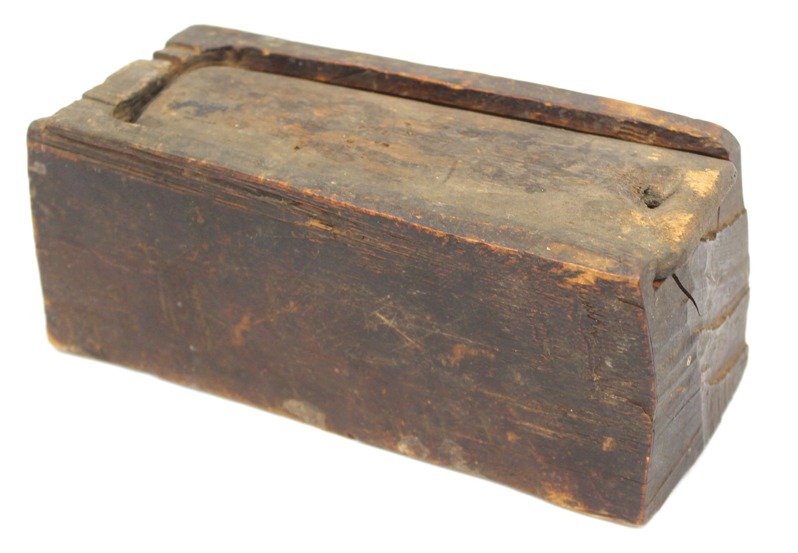 18thC carved small slide top box - 3 1/2"x8"x3 1/2" (1 of 5)