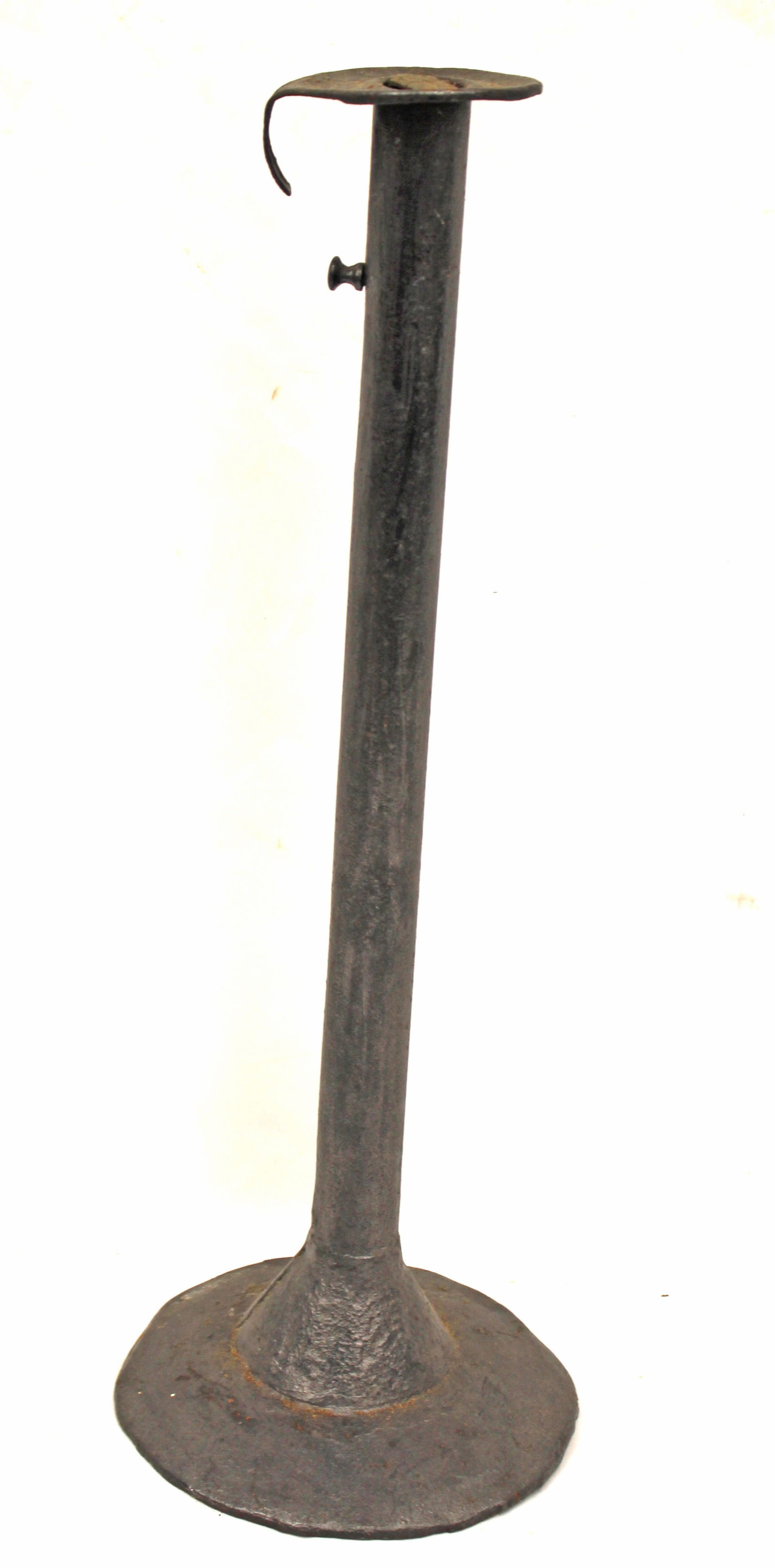 Antique very tall tin hogscraper candlestick - 18" tall: Antique very tall tin hogscraper candlestick - 18" tall