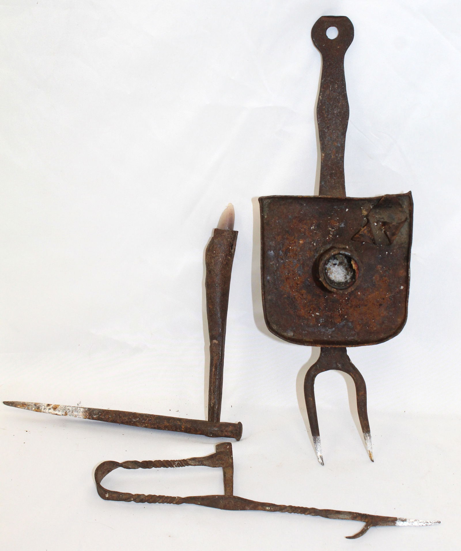 Lot of 3 iron stick lighting devices - 10 1/2", 8"x7" & 14"x3 1/2" (1 of 6)