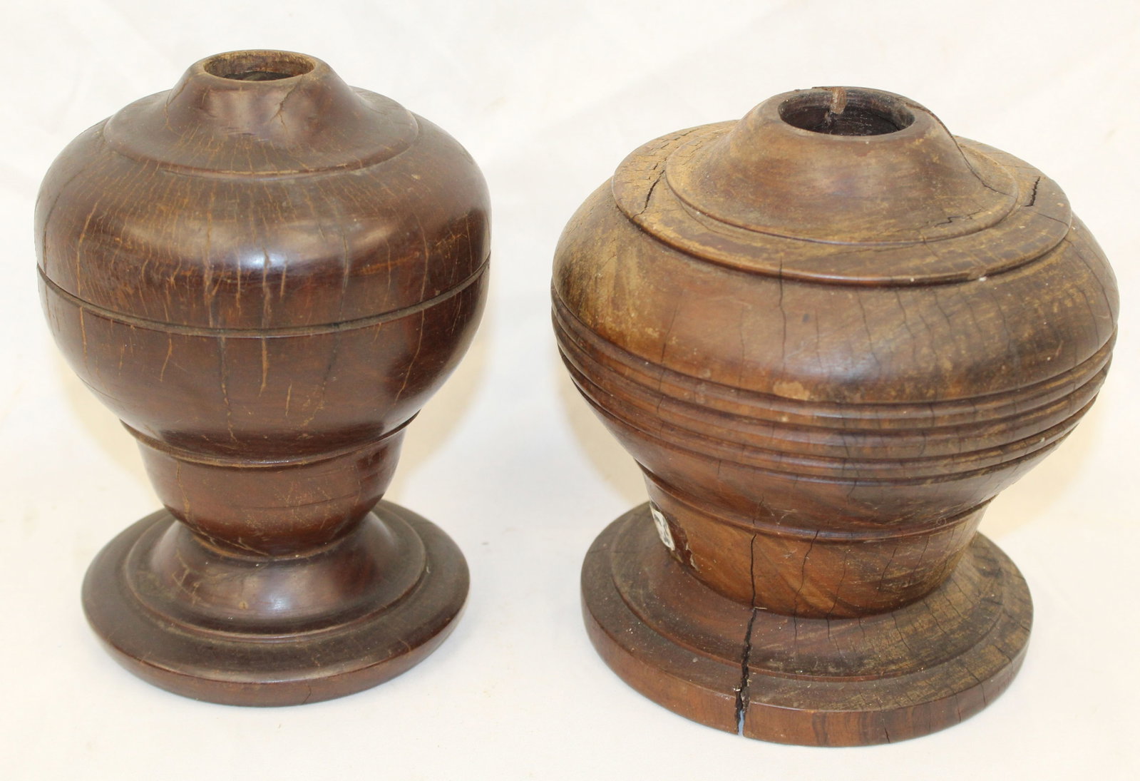Lot of 2 lignum vitae lamps - 7" & 7 1/4" tall: Lot of 2 lignum vitae lamps - 7" & 7 1/4" tall