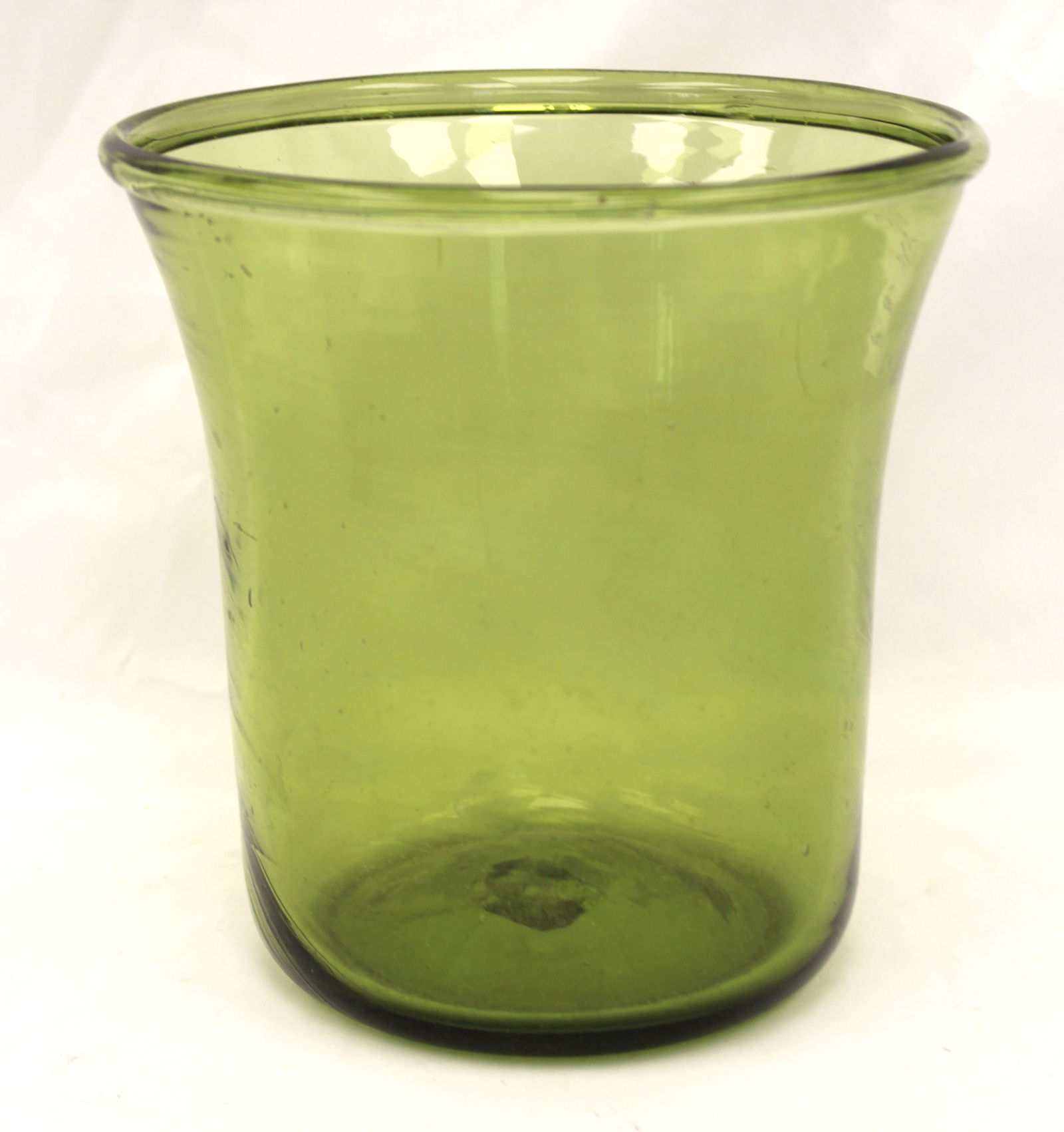 Early green glass vase - 7" tall x 7" diam (1 of 5)