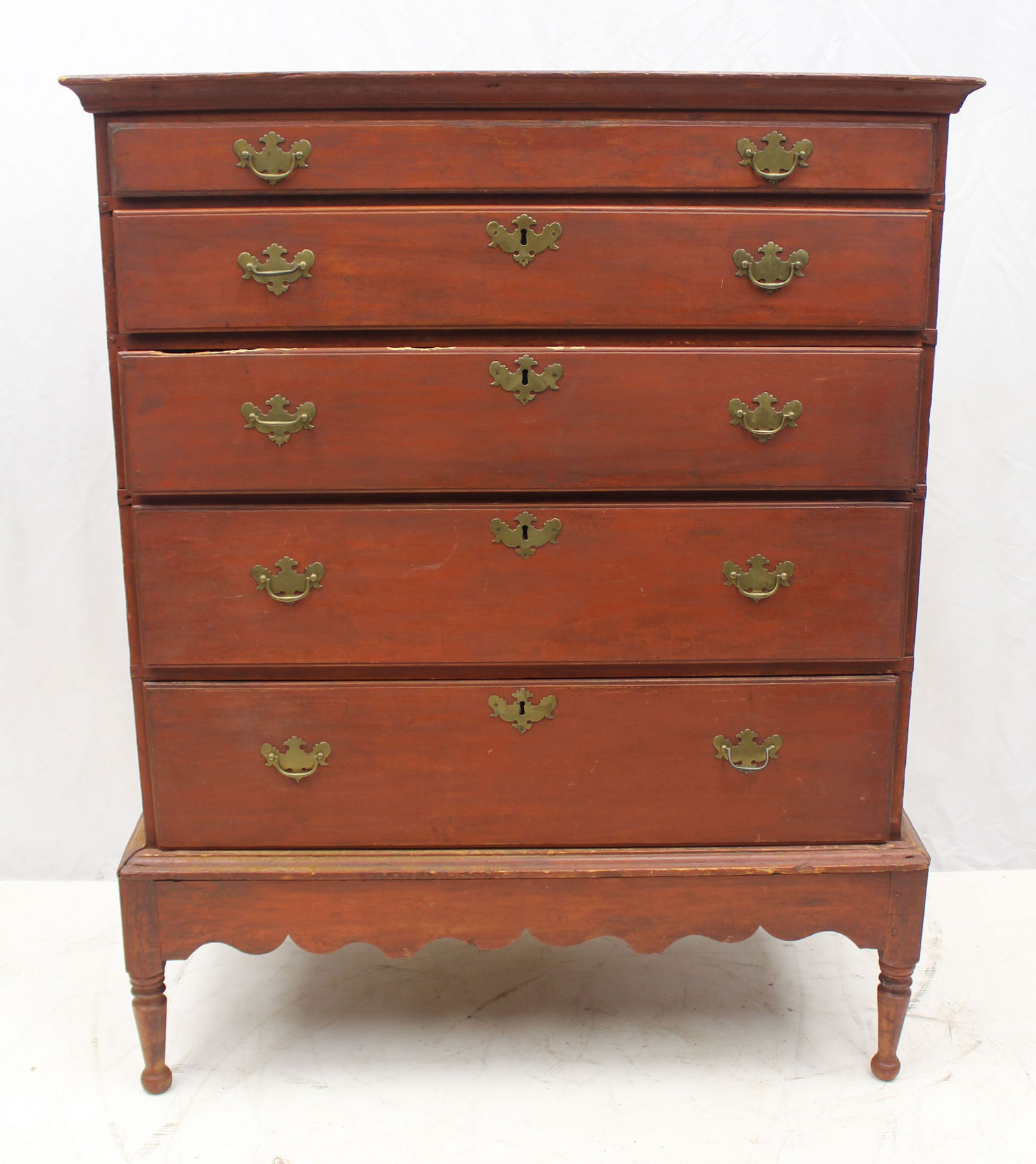 18thC New England chest on frame - 48" tall x 38"x19 1/2" (1 of 15)