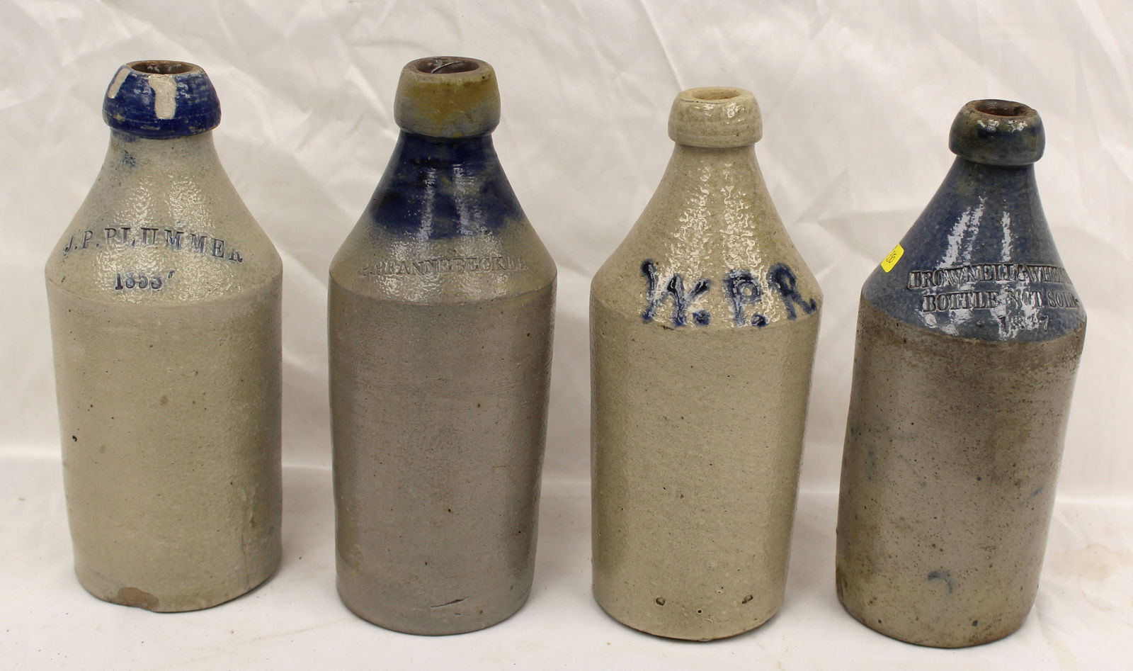Lot of 4 antique stoneware bottles - 9 1/2"-10 1/4" tall (1 of 9)