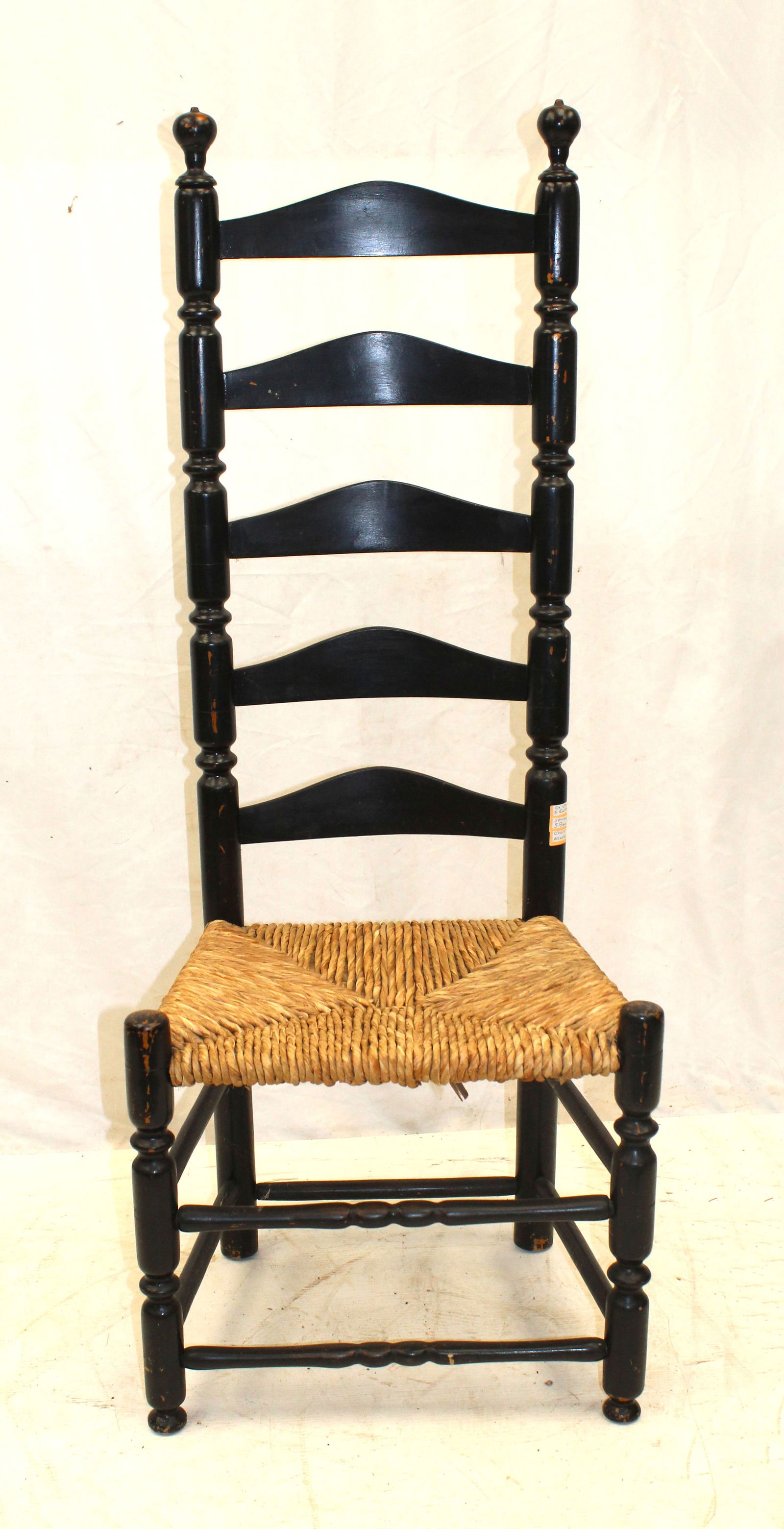 18thC 5 slat ladderback chair - 48" tall x 15" seat height (1 of 6)
