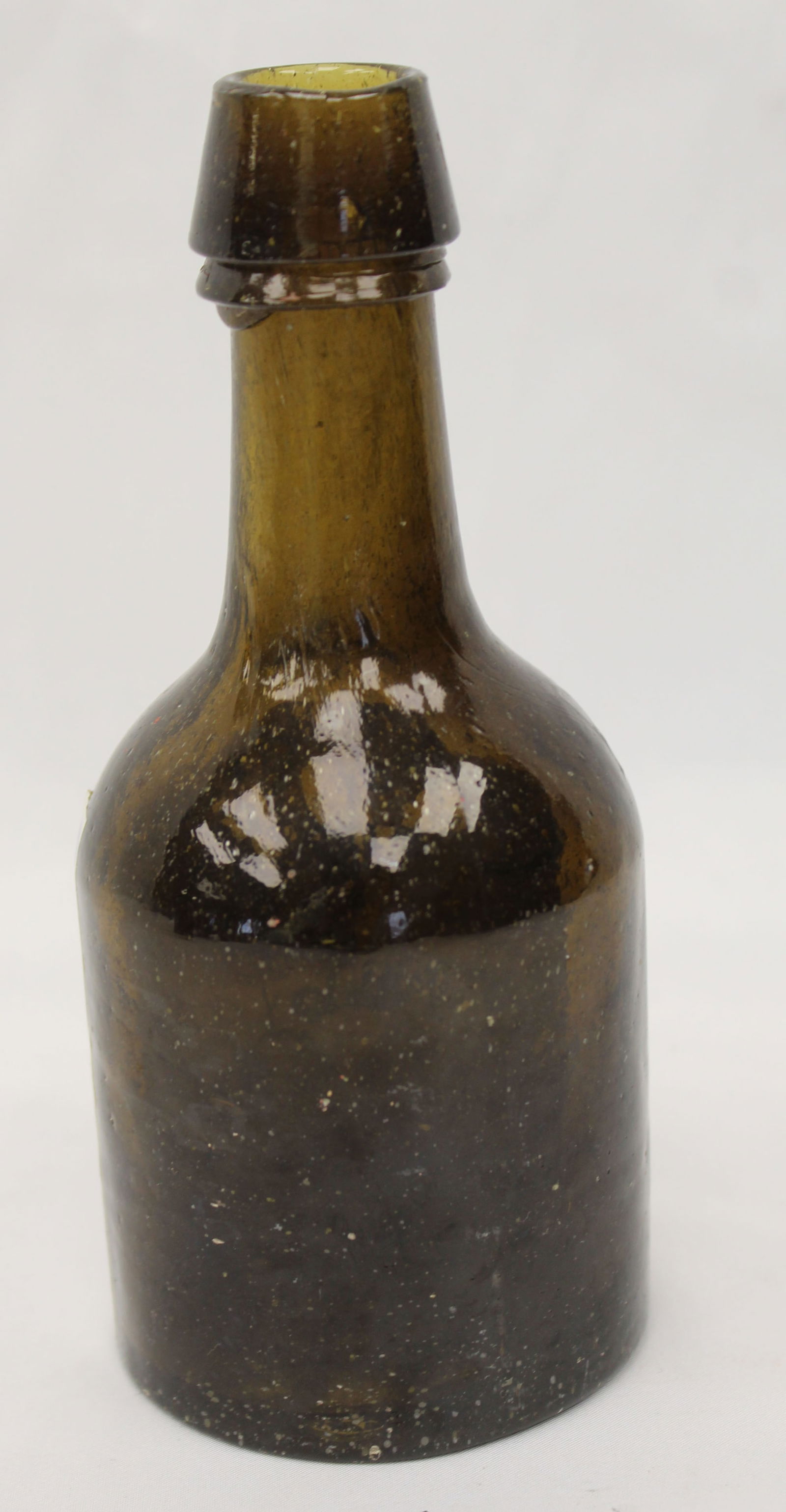 Early amber glass "stubby" bottle - 6 3/4" tall: Early amber glass "stubby" bottle - 6 3/4" tall