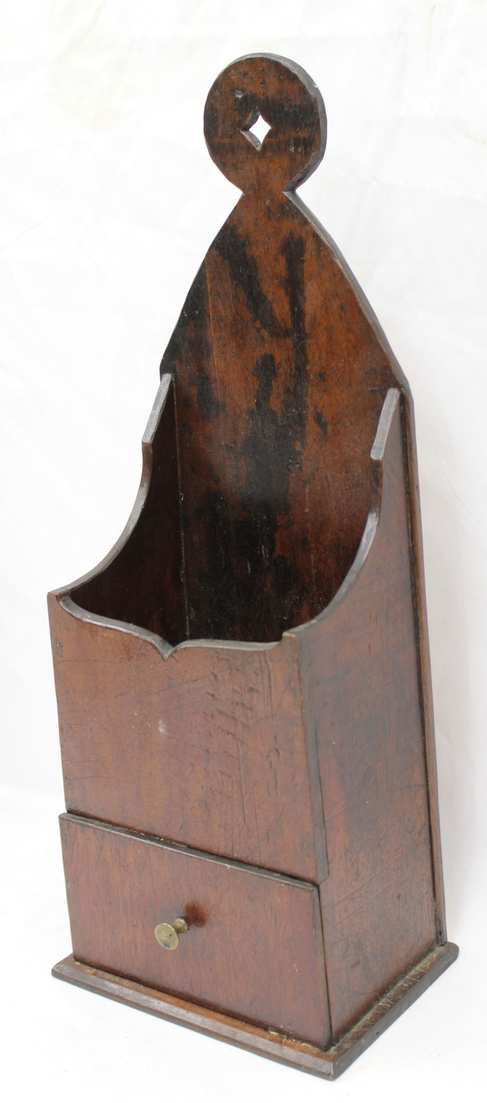 Antique 1 drawer wall hanging pipe/ candle box - 18" tall x 7 1/2" wide x 5" deep (1 of 5)