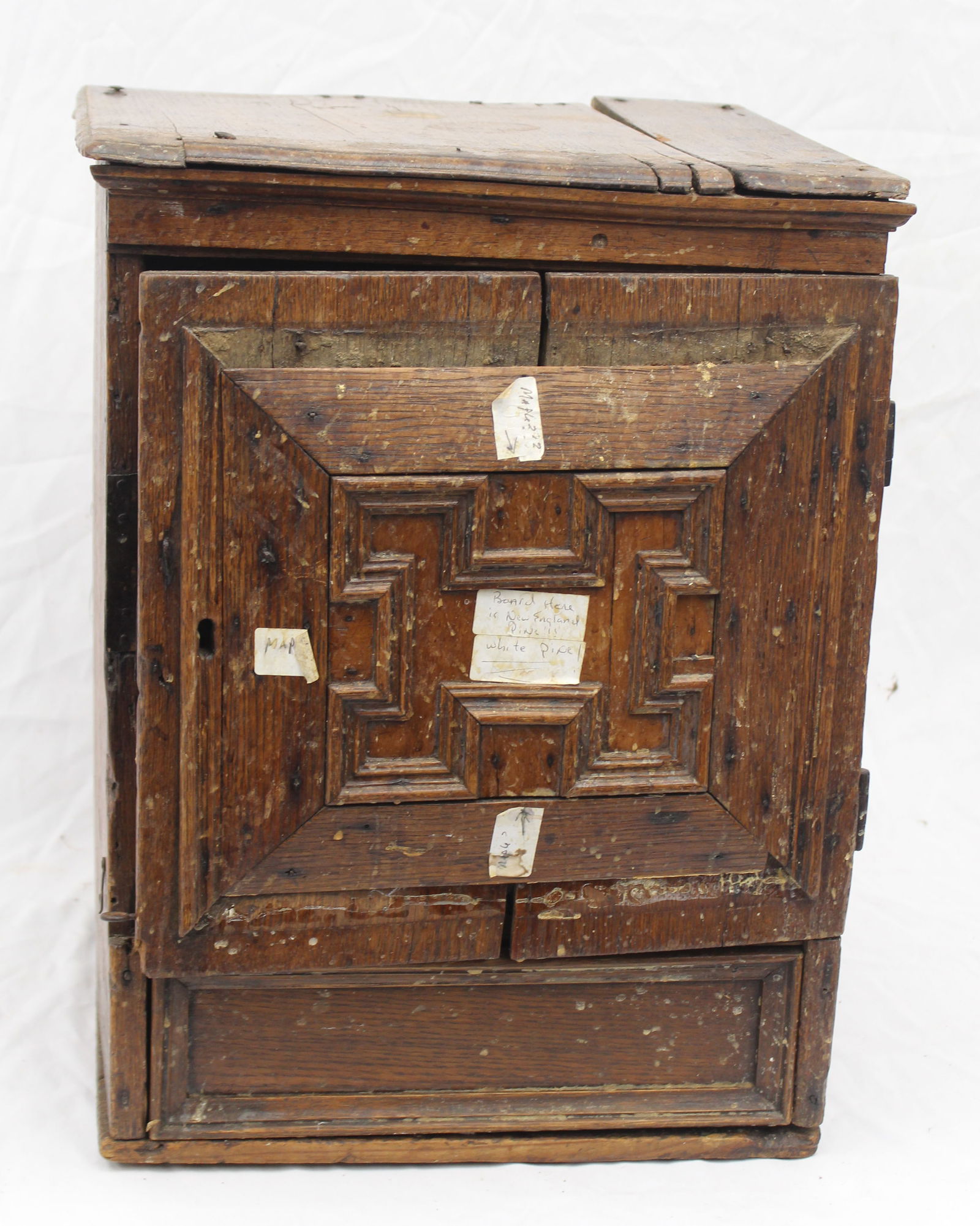 late 17th/ early 18thC spice cabinet - 21" tall x 16"x16" (1 of 9)