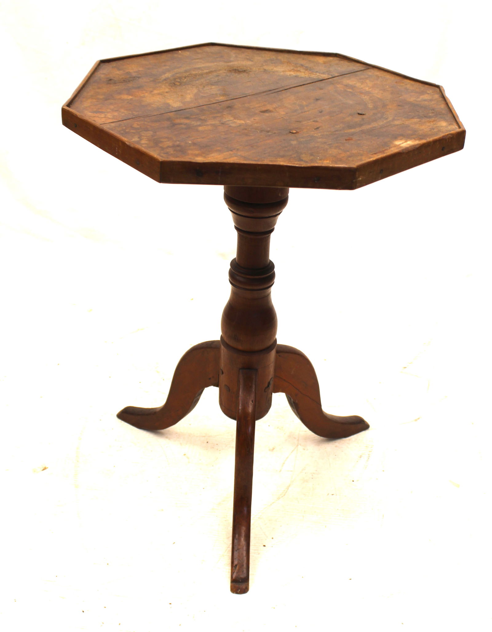 18thC octag top candlestand in old surface - 26" tall x 20" wide (1 of 6)